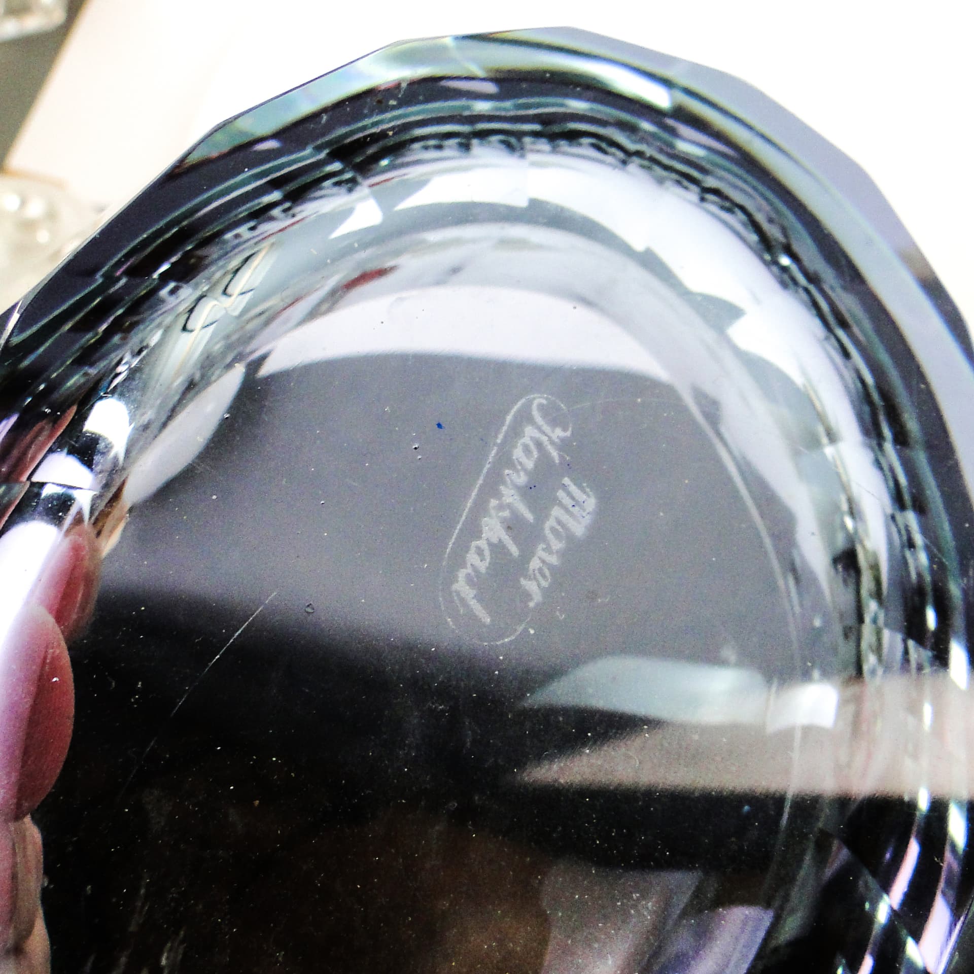 Żardiniera Art Deco, szkło aleksandrytowe, Bohemia, Czechosłowacja, lata 30. - 110338