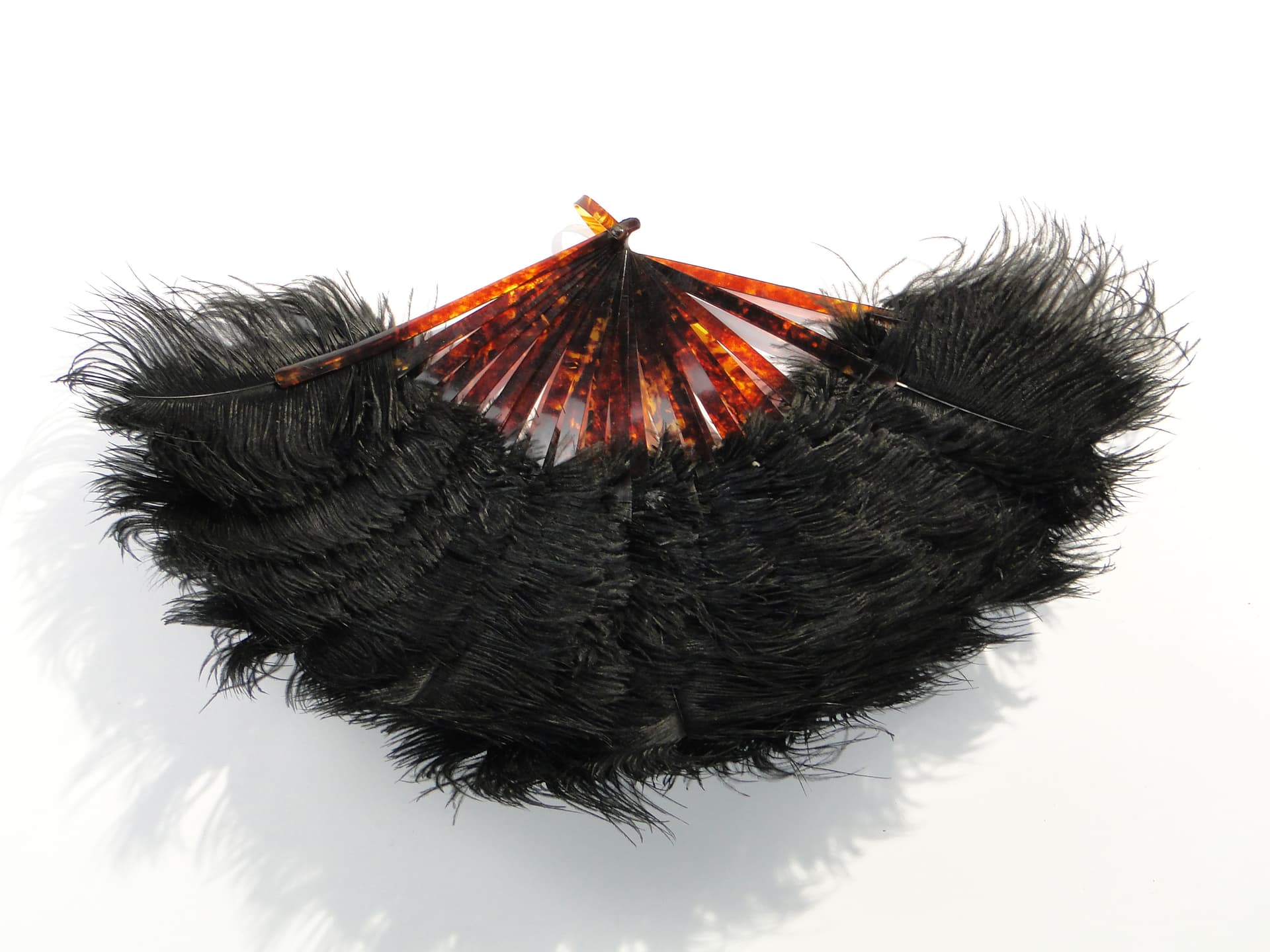 Ladies' Fan, black ostrich feathers, faux tortoiseshell, Austria, 19th c. - 7899