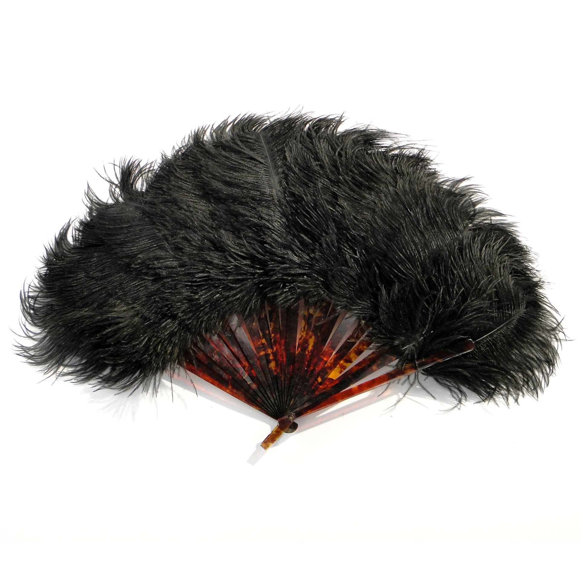 Ladies' Fan, black ostrich feathers, faux tortoiseshell, Austria, 19th c. - 7898
