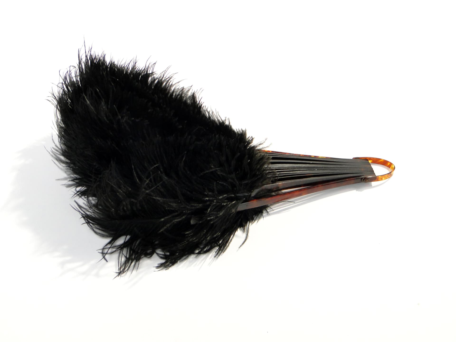 Ladies' Fan, black ostrich feathers, faux tortoiseshell, Austria, 19th c. - 7896