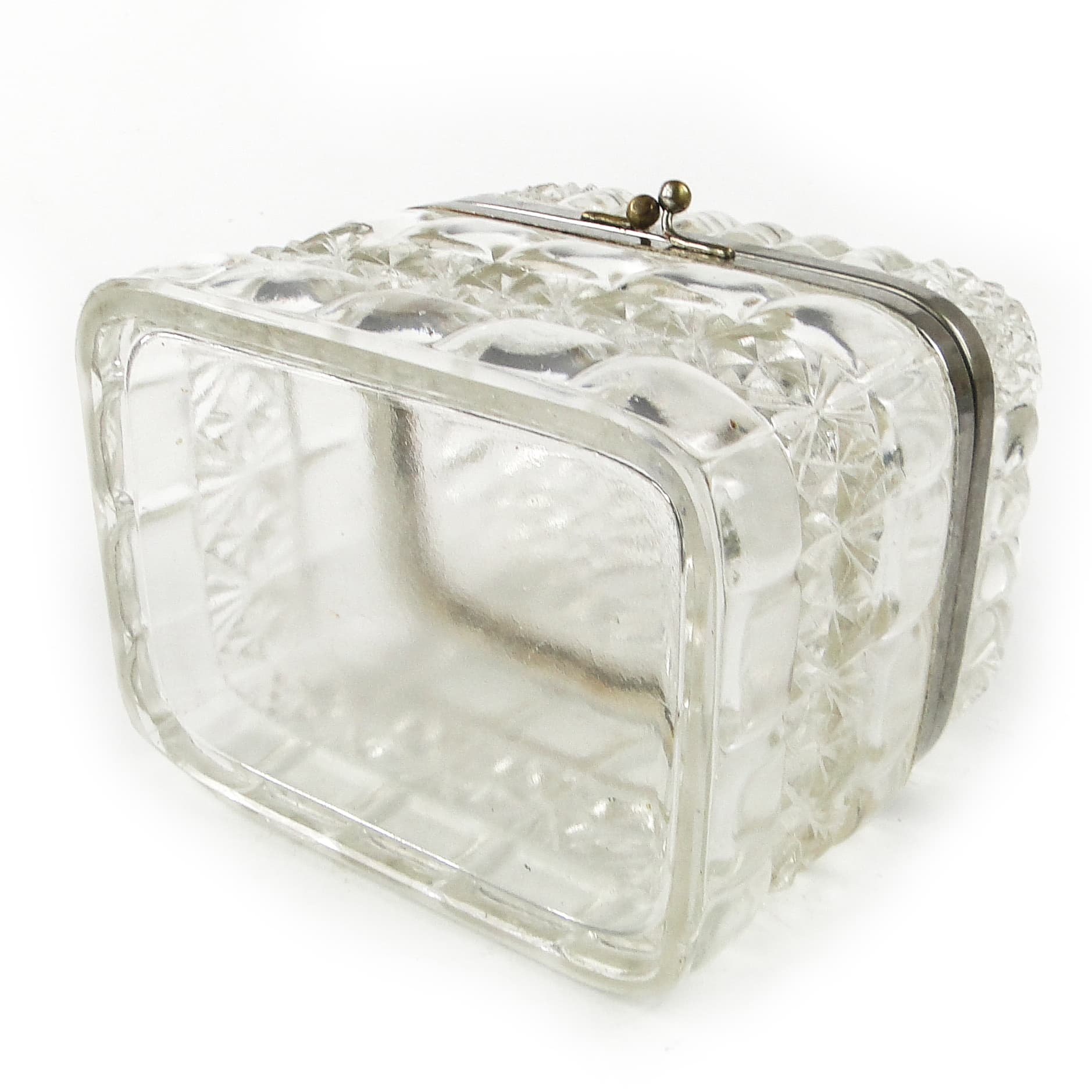 Bomboniera Art Deco, szkło prasowane, HSG Ząbkowice, Polska, lata 30. - 110371