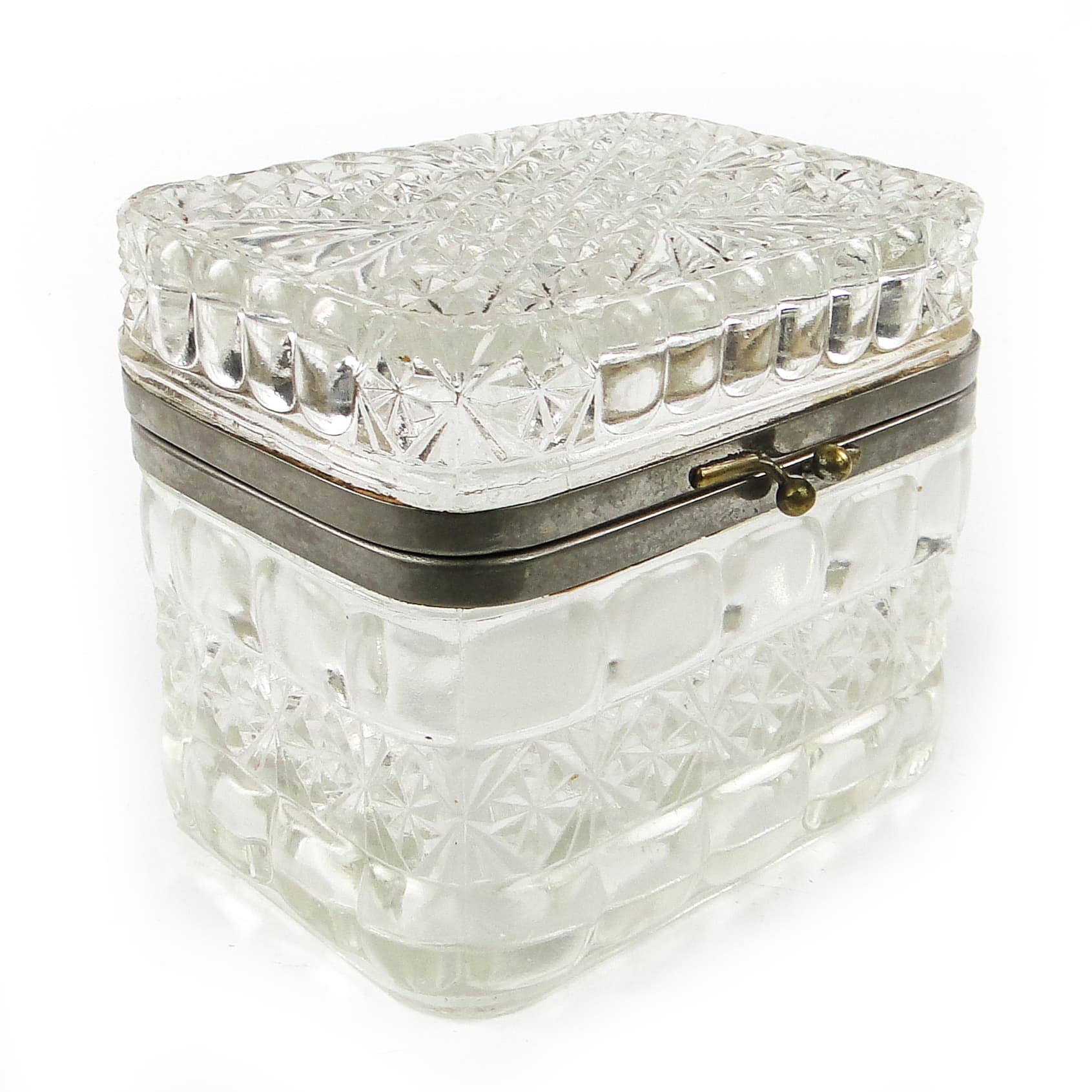 Bomboniera Art Deco, szkło prasowane, HSG Ząbkowice, Polska, lata 30. - 110372