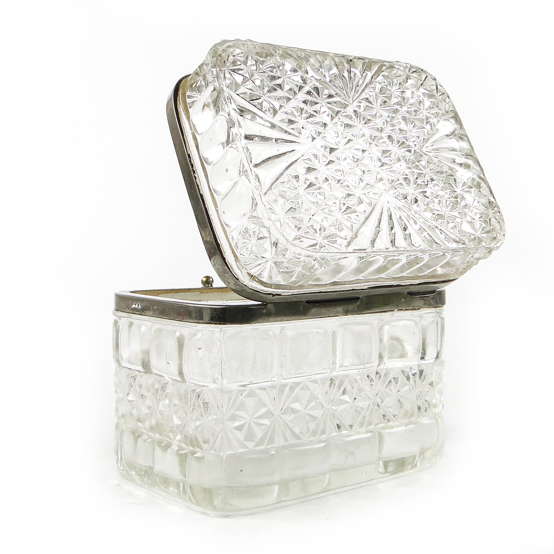 Bomboniera Art Deco, szkło prasowane, HSG Ząbkowice, Polska, lata 30. - 110366