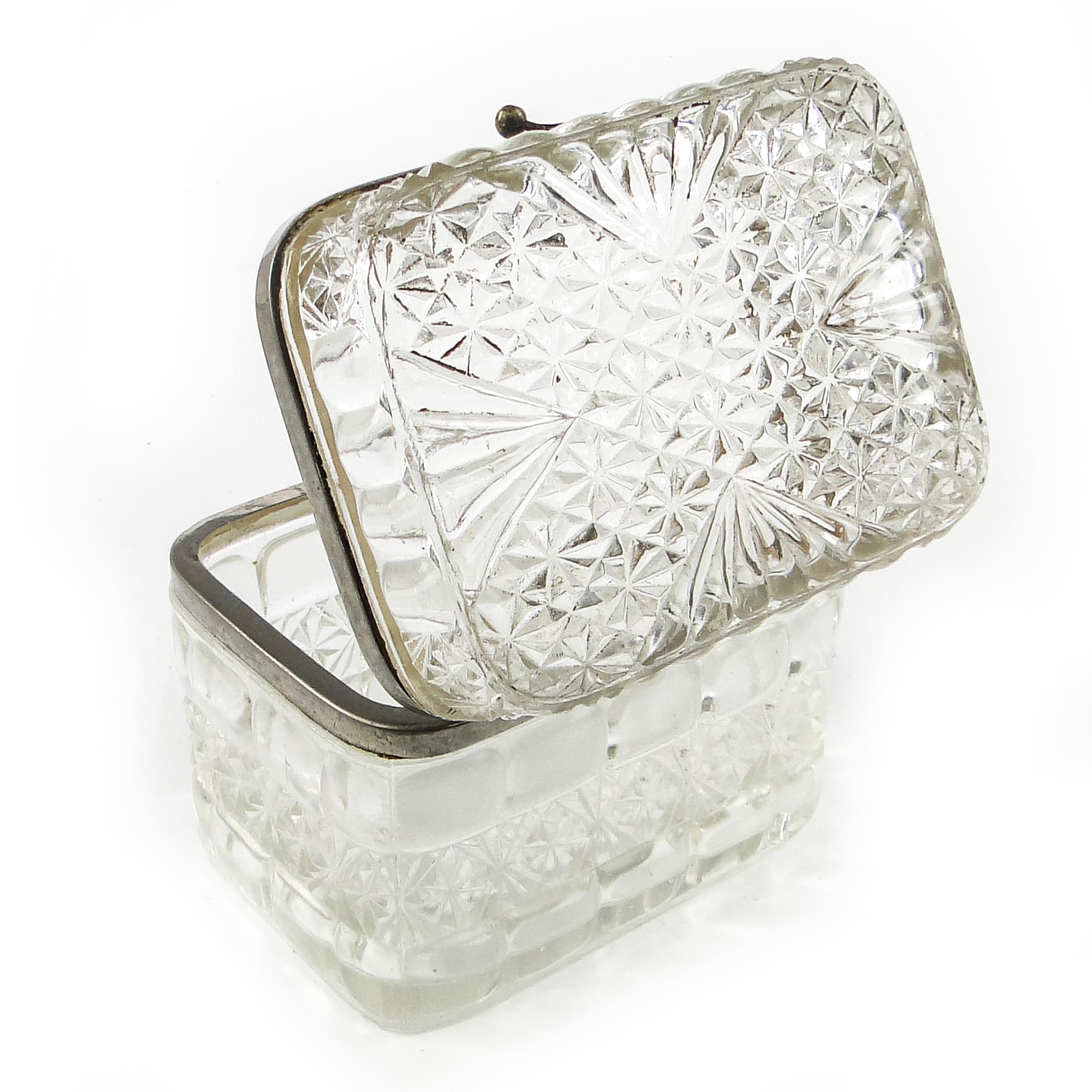 Bomboniera Art Deco, szkło prasowane, HSG Ząbkowice, Polska, lata 30. - 110368