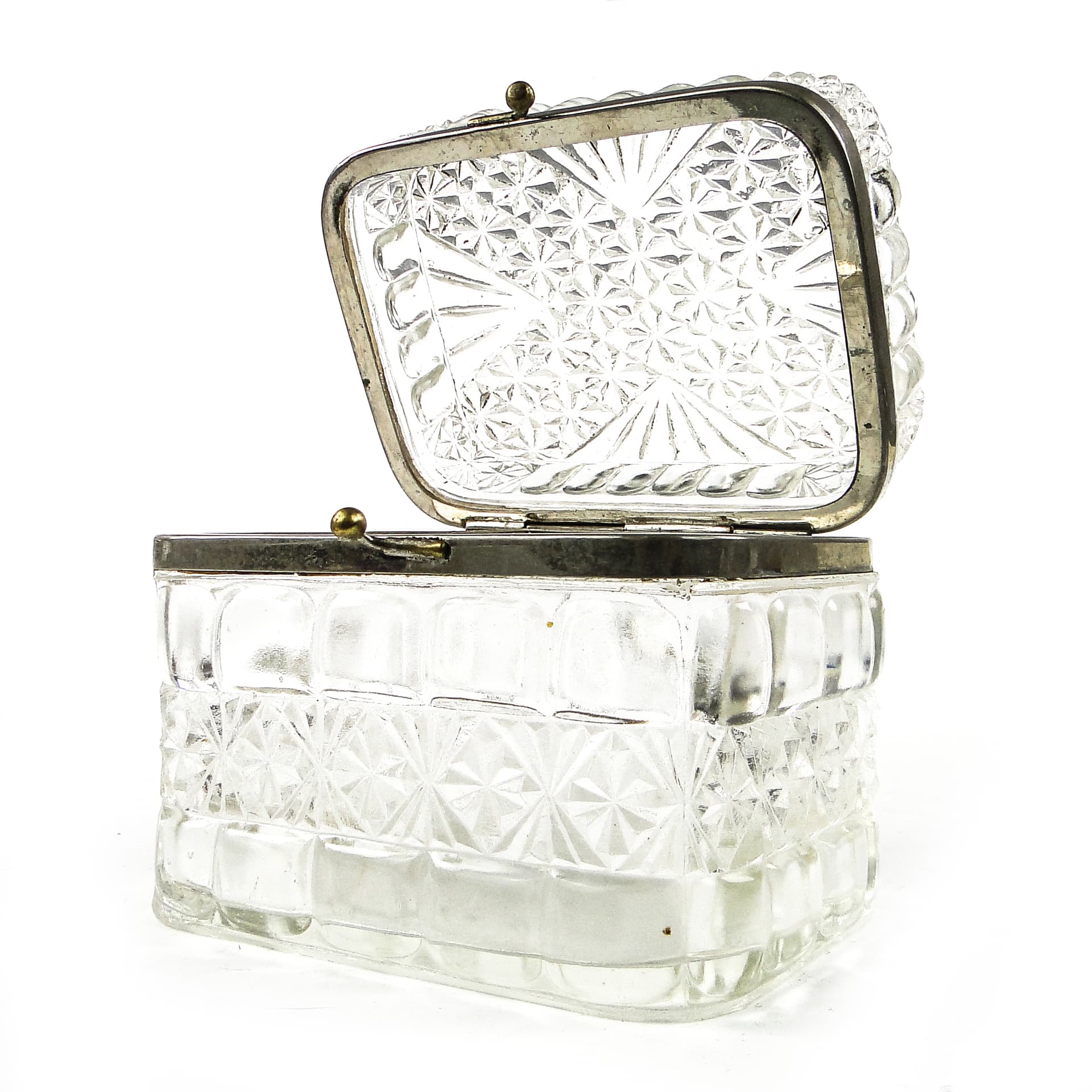 Bomboniera Art Deco, szkło prasowane, HSG Ząbkowice, Polska, lata 30. - 110370