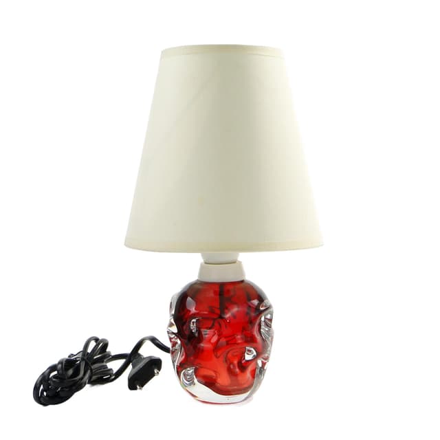 Table lamp, red glass, Val St Lambert, Belgium, 1960s. - DIMENSION