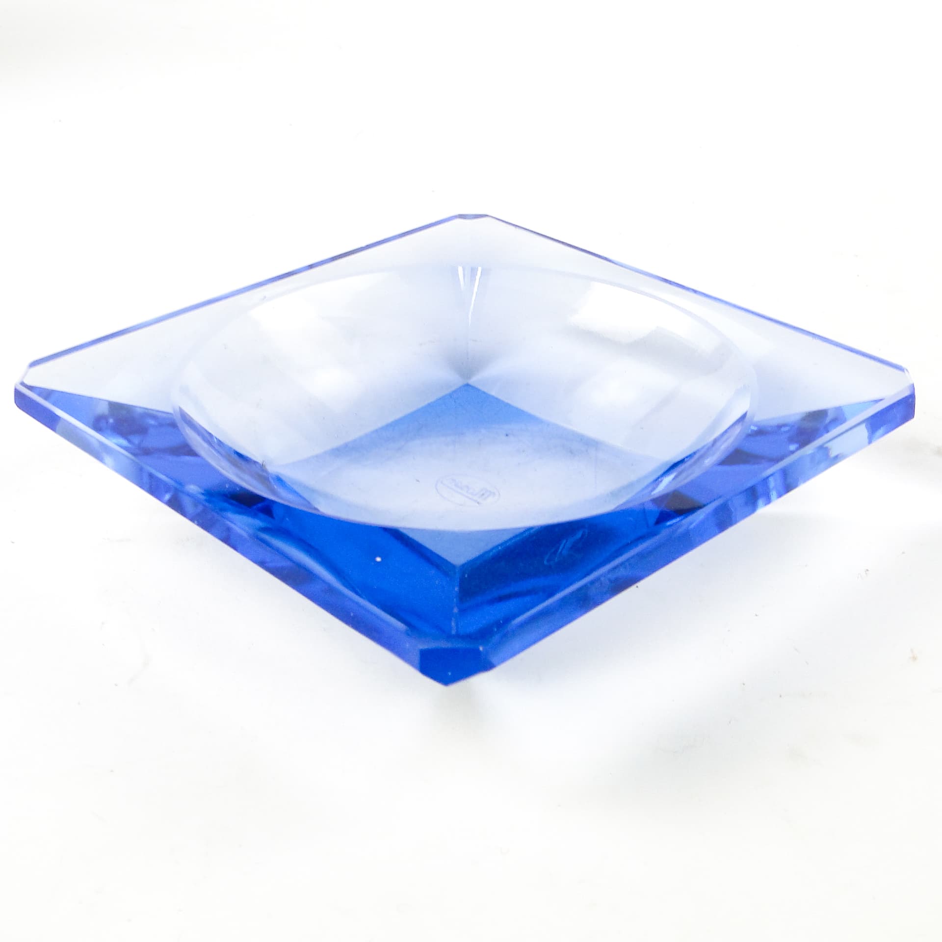 Przybornik, Art Deco, kryształ niebieski, Bohemia, Czechy, lata 30. - 110636