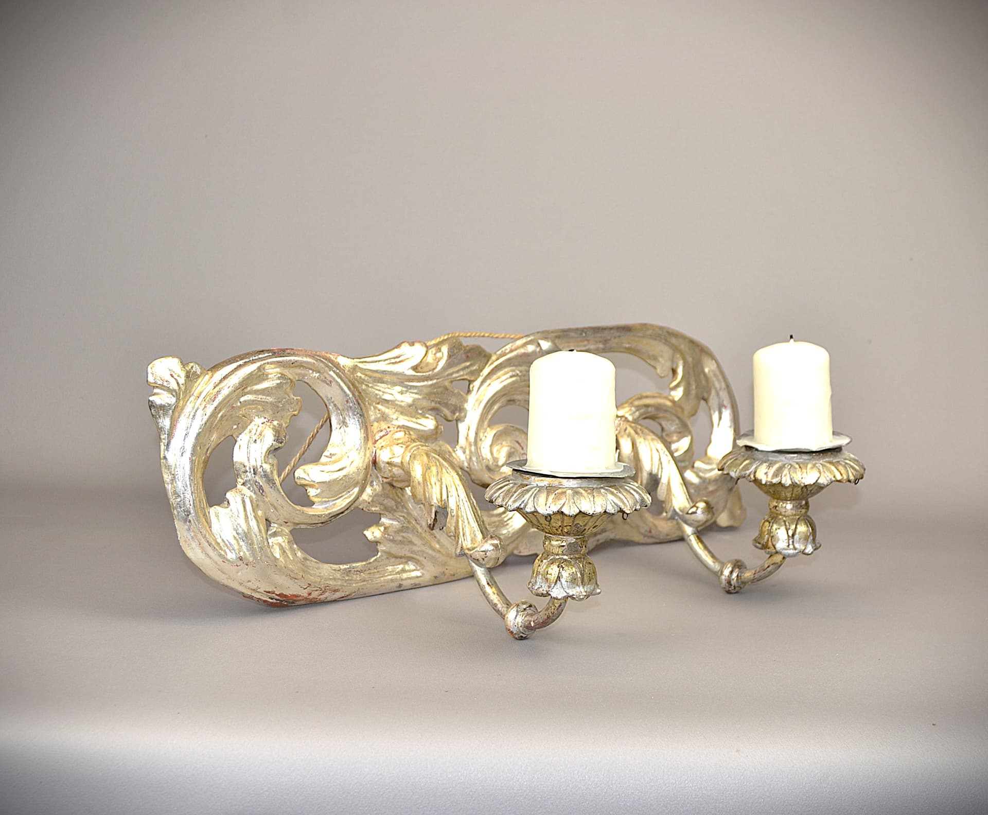 Kinkiet barokowy, srebro, drewno, Europa Zachodnia, XVIII w. - 926