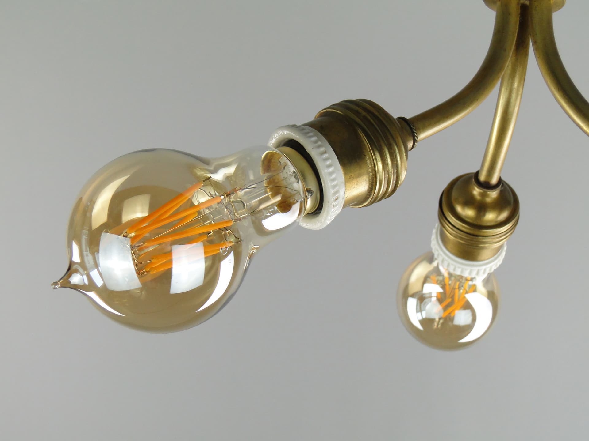 Lampa sufitowa Art Deco, mosiądz złoty, Polska, początek XX w. - 7954