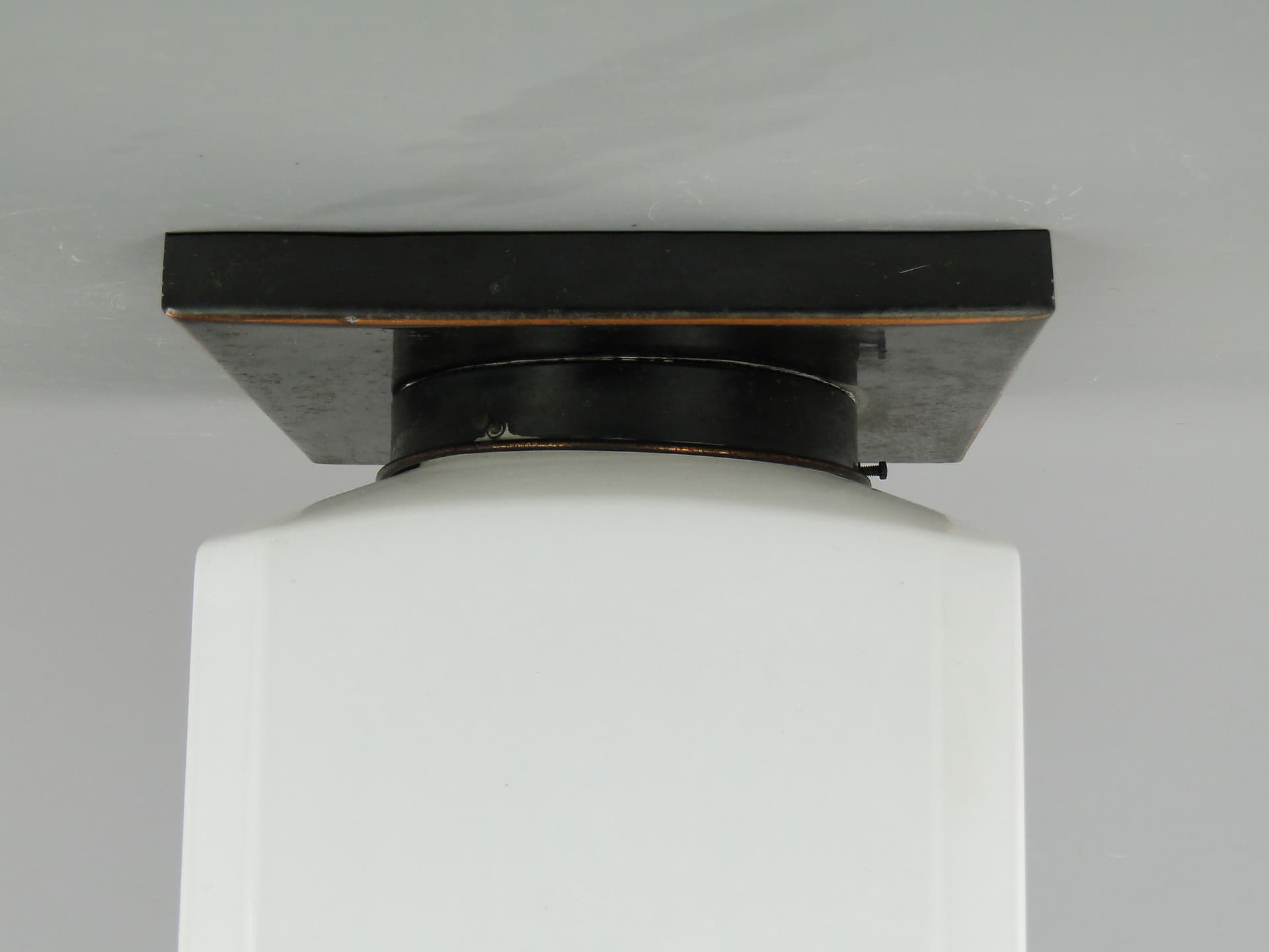 Ceiling lamp Art Deco, white, glass, Czechoslovakia, 1920s. - 7980