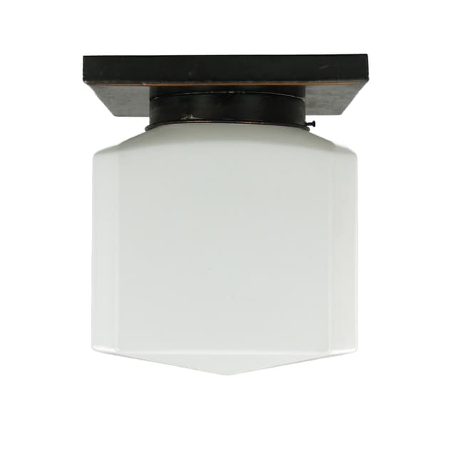 Ceiling lamp Art Deco, white, glass, Czechoslovakia, 1920s. - DIMENSION