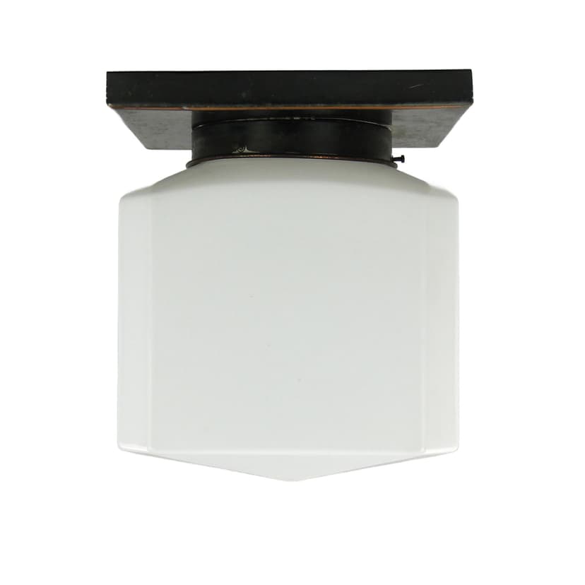 Plafon art déco, biały, szkło, Czechosłowacja, lata 20.