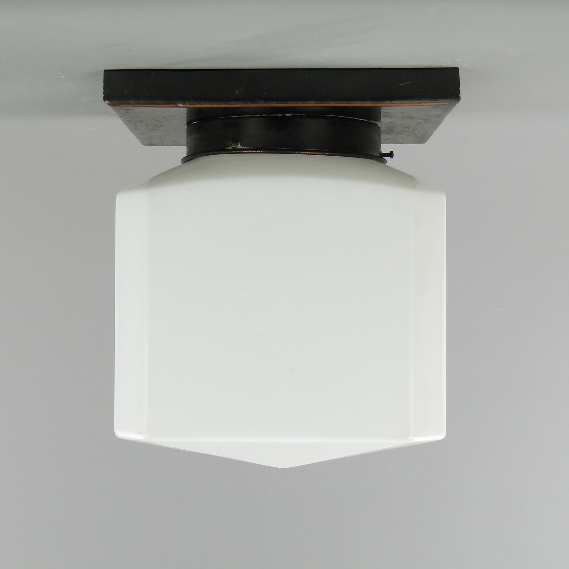 Ceiling lamp Art Deco, white, glass, Czechoslovakia, 1920s. - 7975