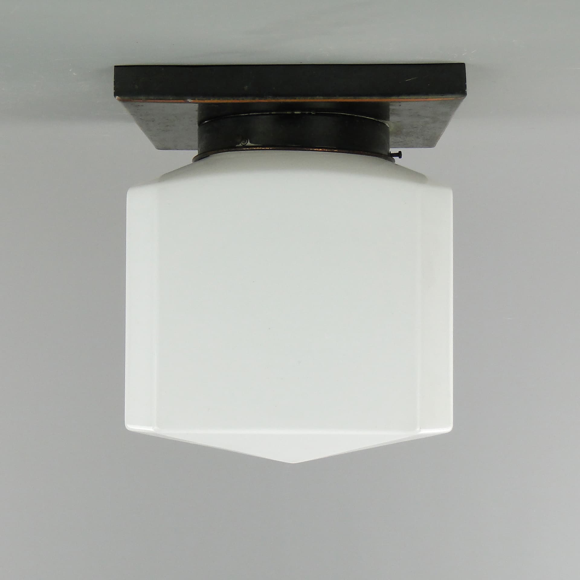 Ceiling lamp Art Deco, white, glass, Czechoslovakia, 1920s. - 7973