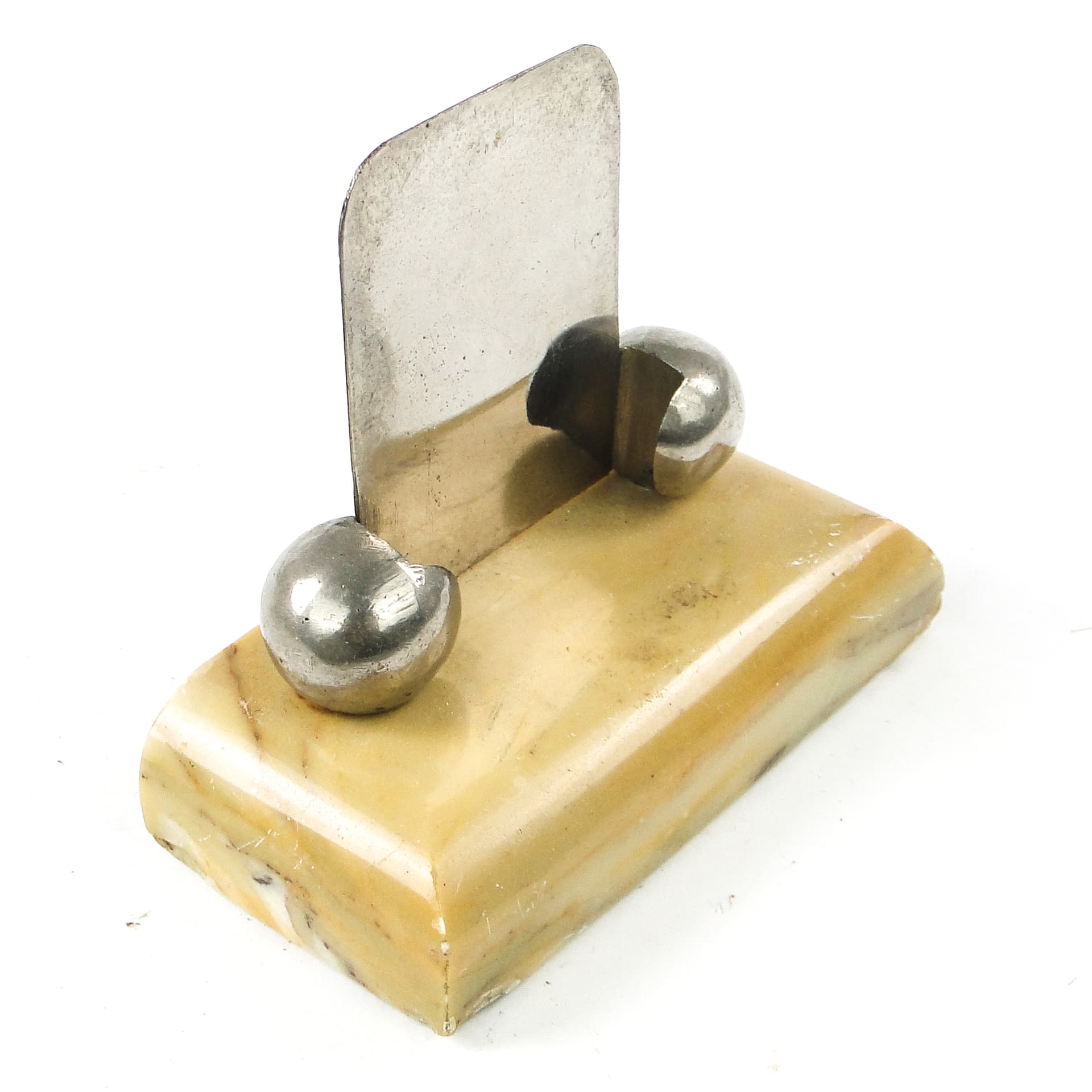 Postument na wizytówki, Art Deco, alabaster ivory white, mosiądz, Niemcy, lata 30. - 111250