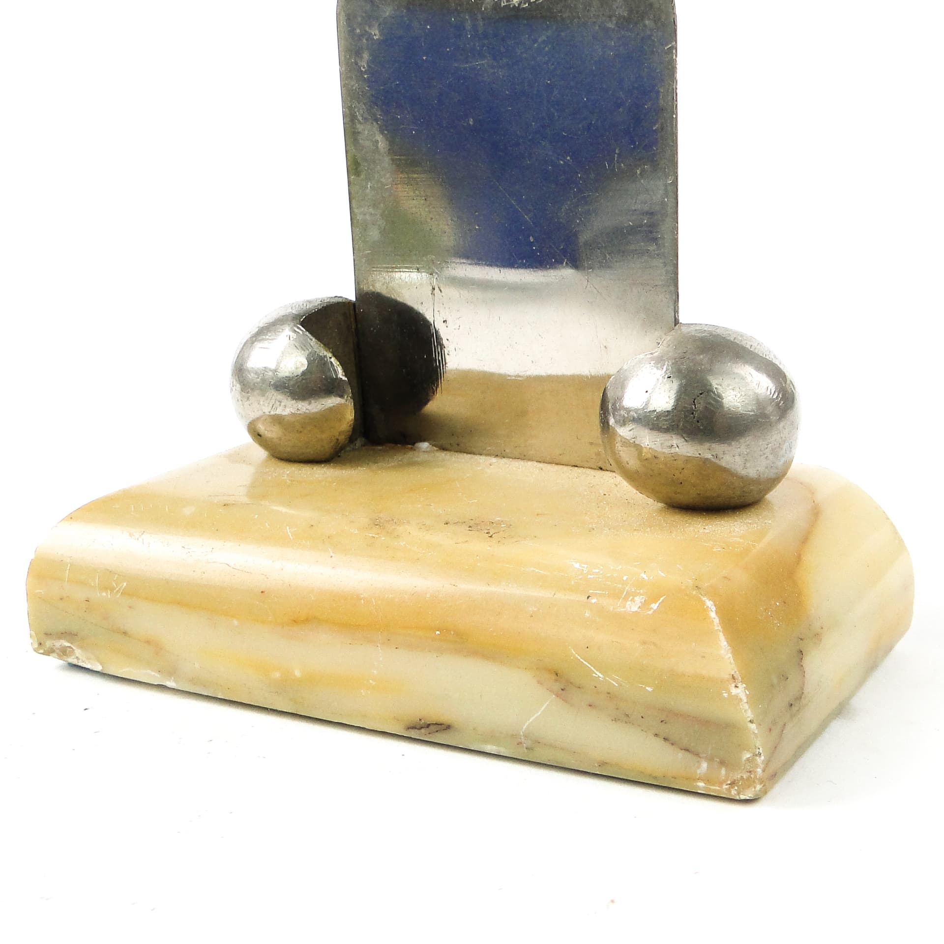 Postument na wizytówki, Art Deco, alabaster ivory white, mosiądz, Niemcy, lata 30. - 111247