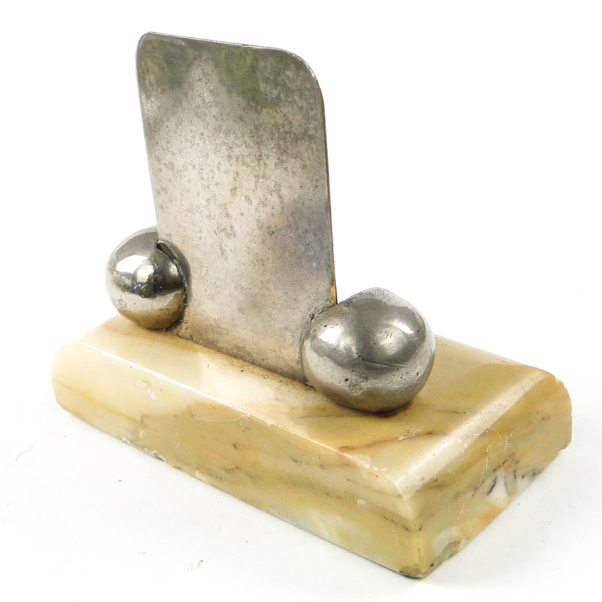 Postument na wizytówki, Art Deco, alabaster ivory white, mosiądz, Niemcy, lata 30. - 111251