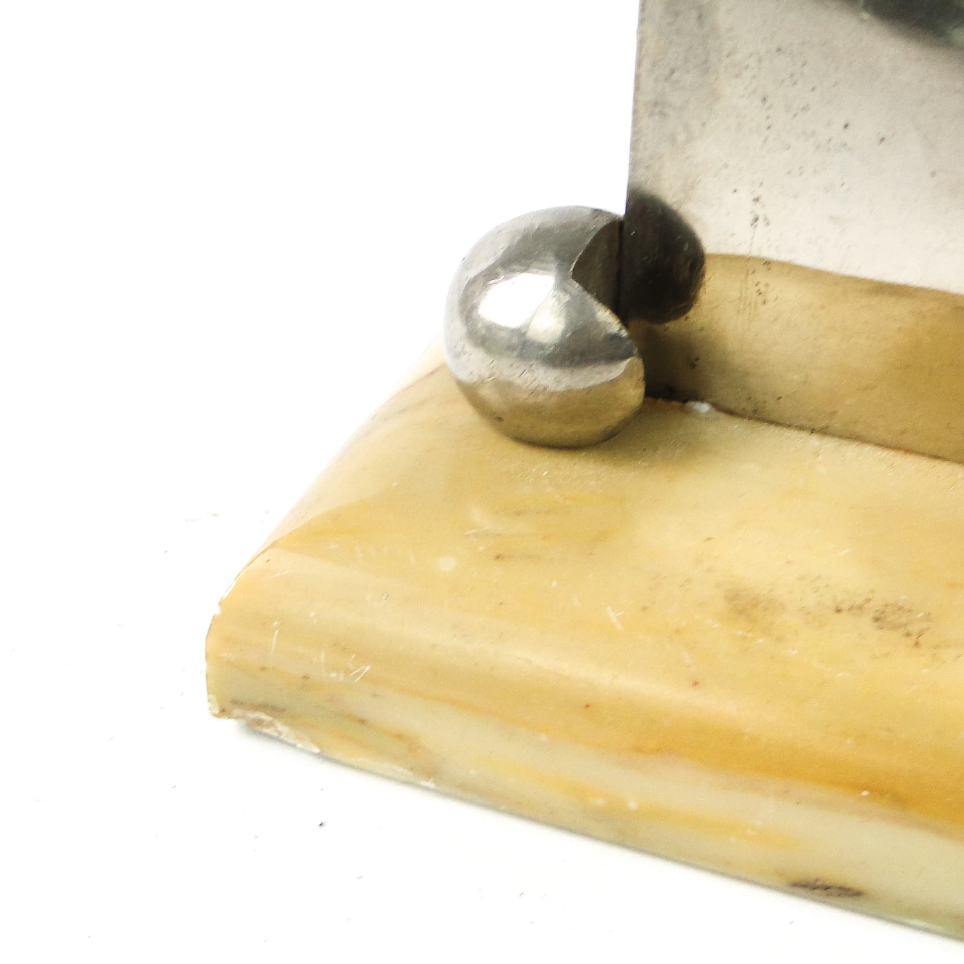 Postument na wizytówki, Art Deco, alabaster ivory white, mosiądz, Niemcy, lata 30. - 111248