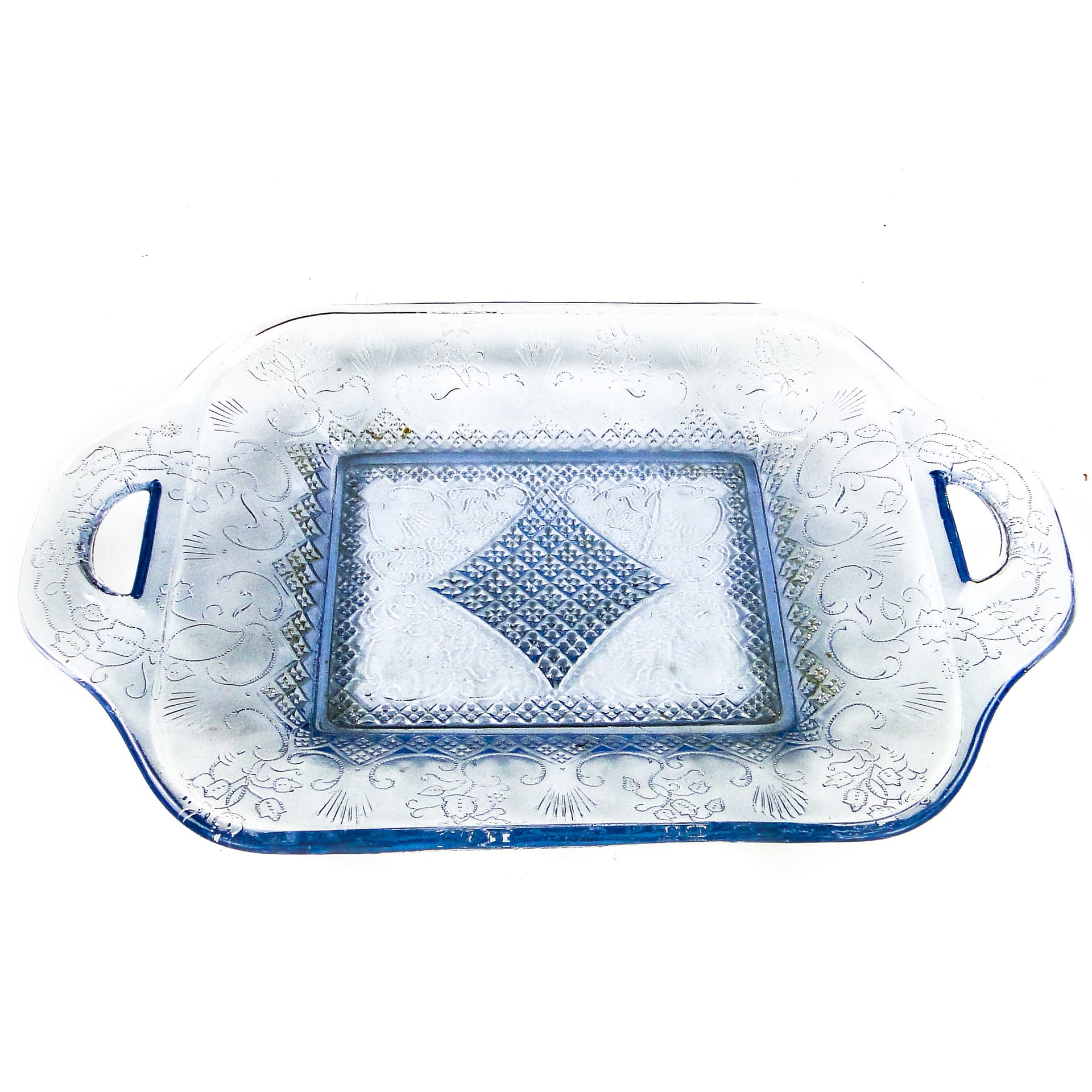 Taca Art Deco, szkło turkusowe, Ząbkowice, Polska, lata 30. - 111314