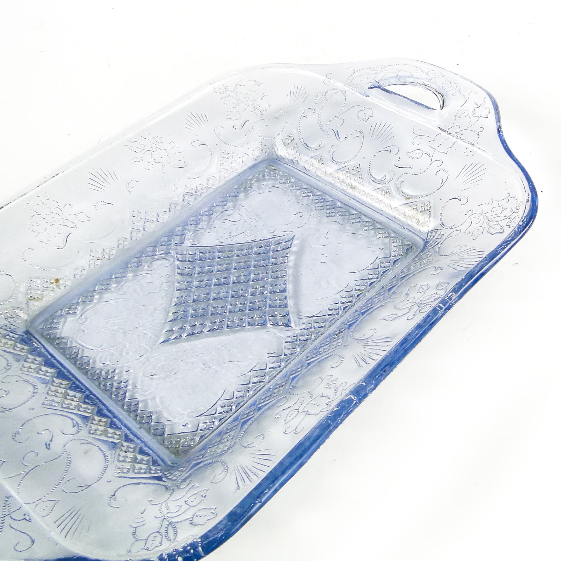 Taca Art Deco, szkło turkusowe, Ząbkowice, Polska, lata 30. - 111321