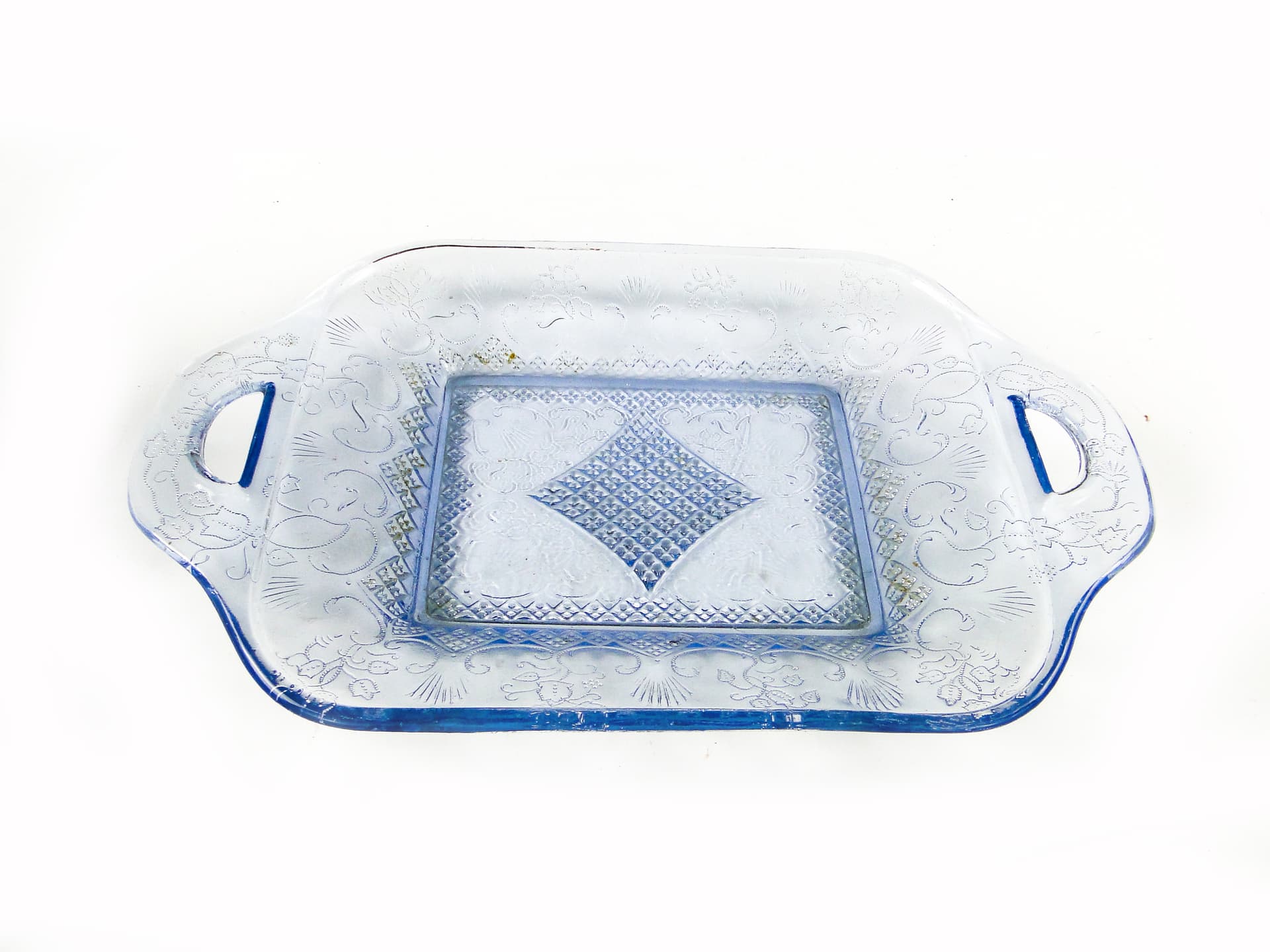 Taca Art Deco, szkło turkusowe, Ząbkowice, Polska, lata 30. - 111313