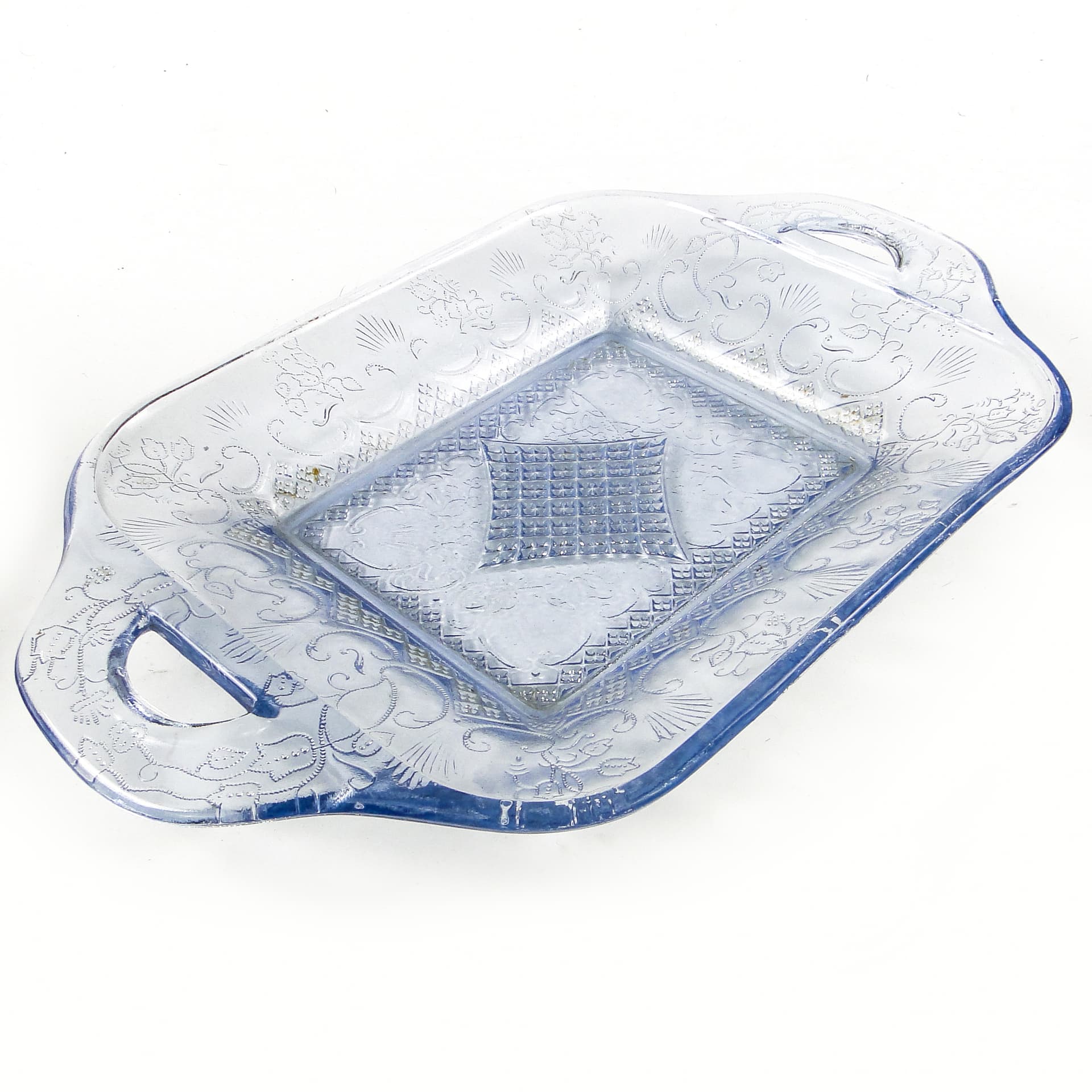 Taca Art Deco, szkło turkusowe, Ząbkowice, Polska, lata 30. - 111320