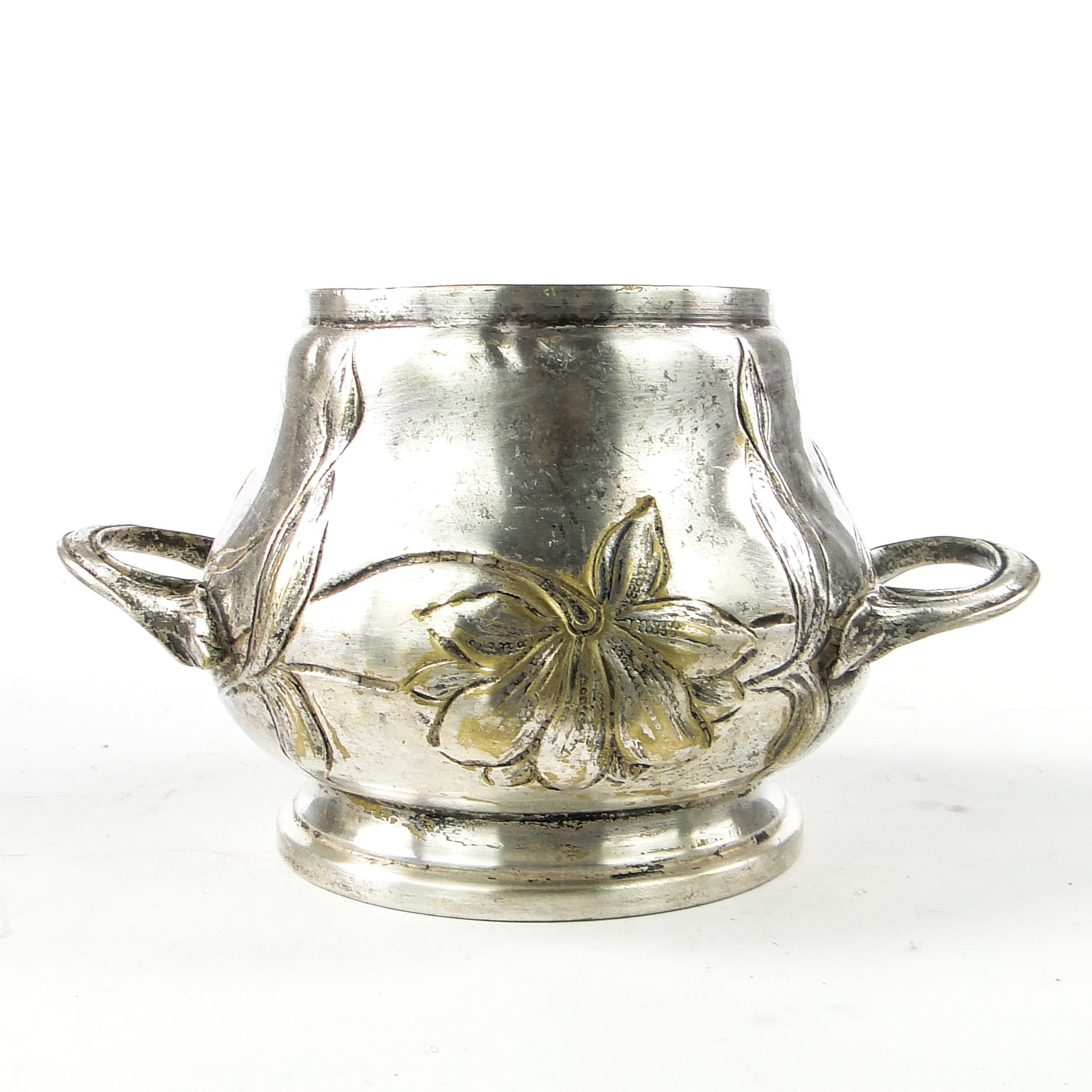 Cukiernica Art Nouveau, mosiądz srebrzony, Niemcy, początek XX w. - 111344