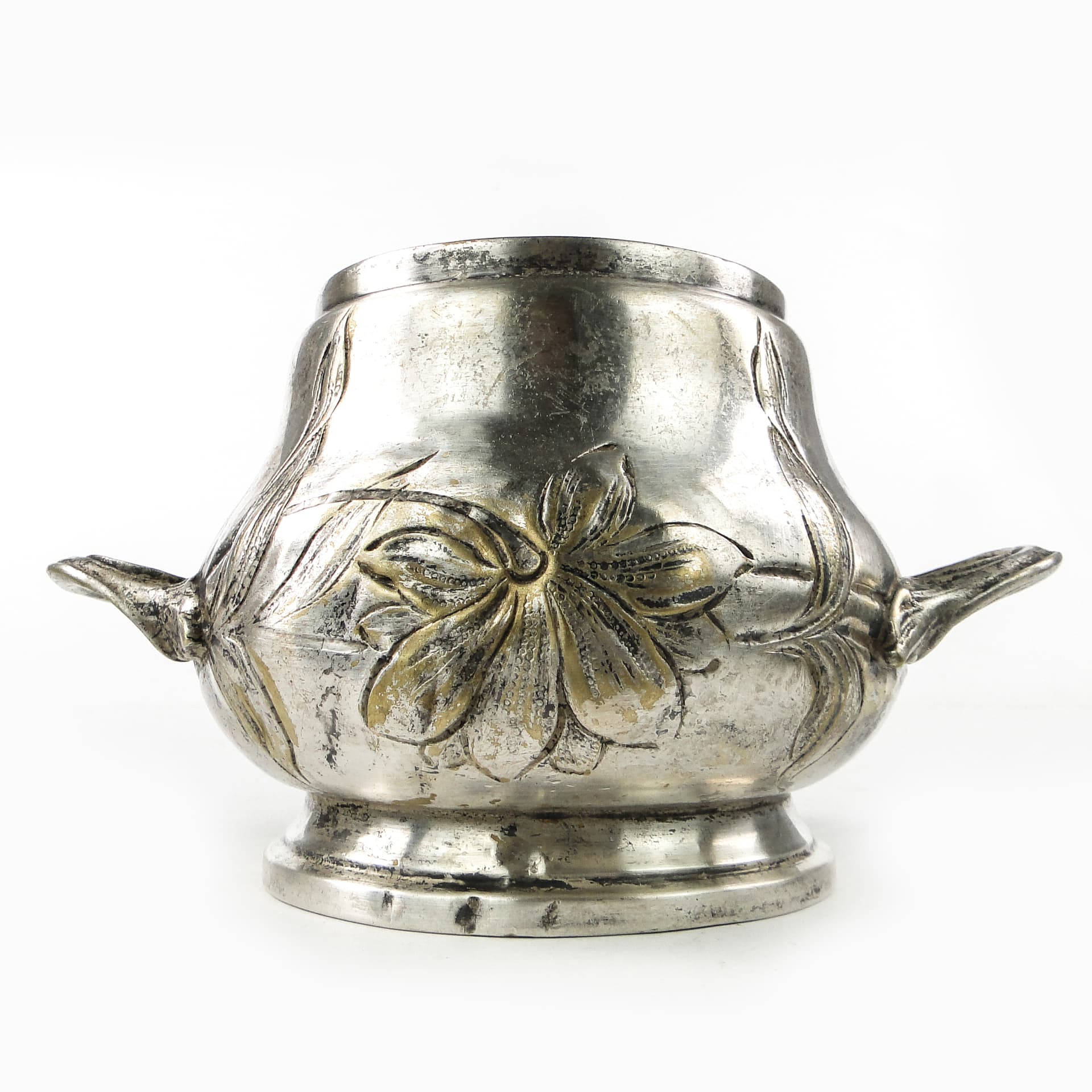 Cukiernica Art Nouveau, mosiądz srebrzony, Niemcy, początek XX w. - 111346