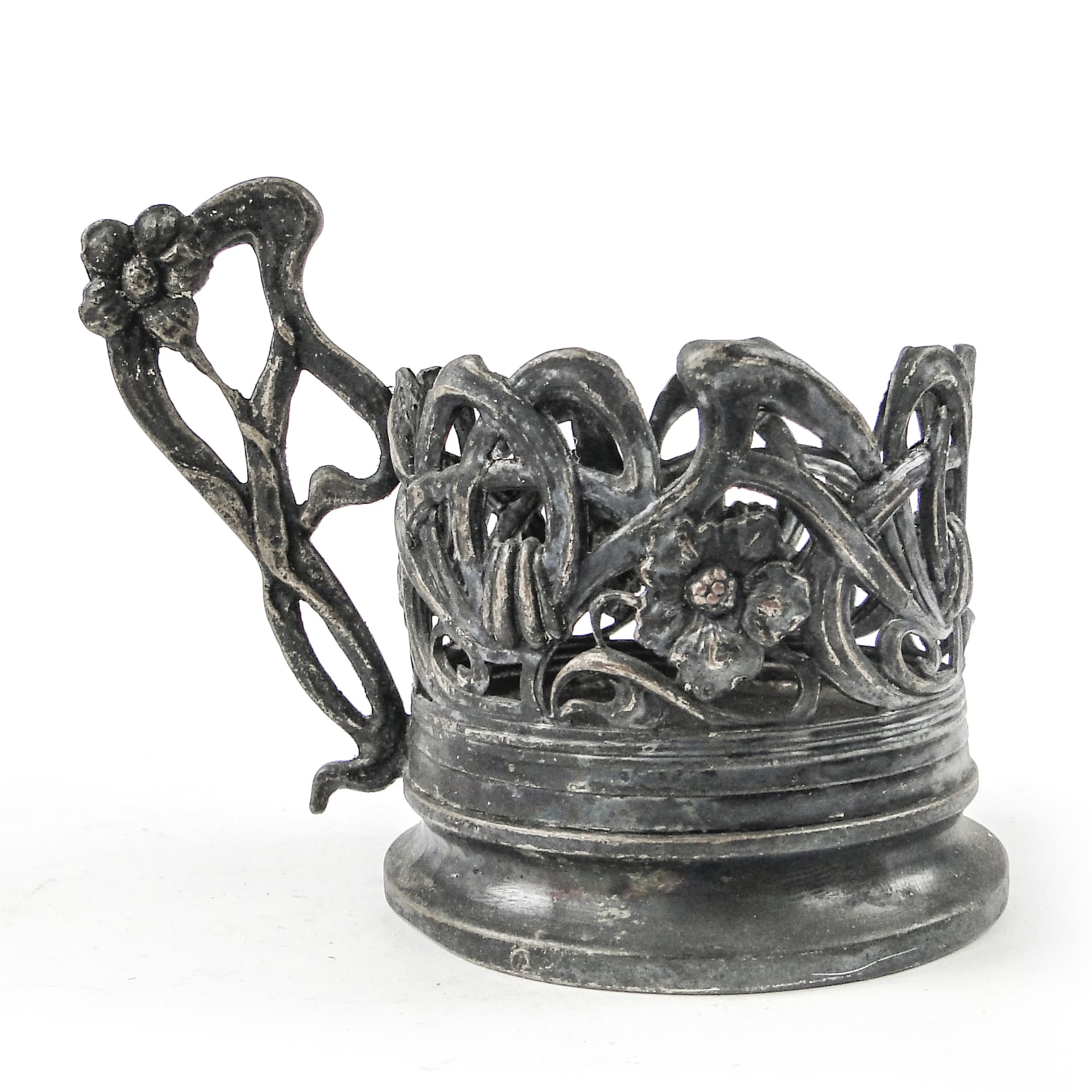 Tea glass holder, Art Nouveau, silver-plated brass, Poland, early 20th c. - 111366