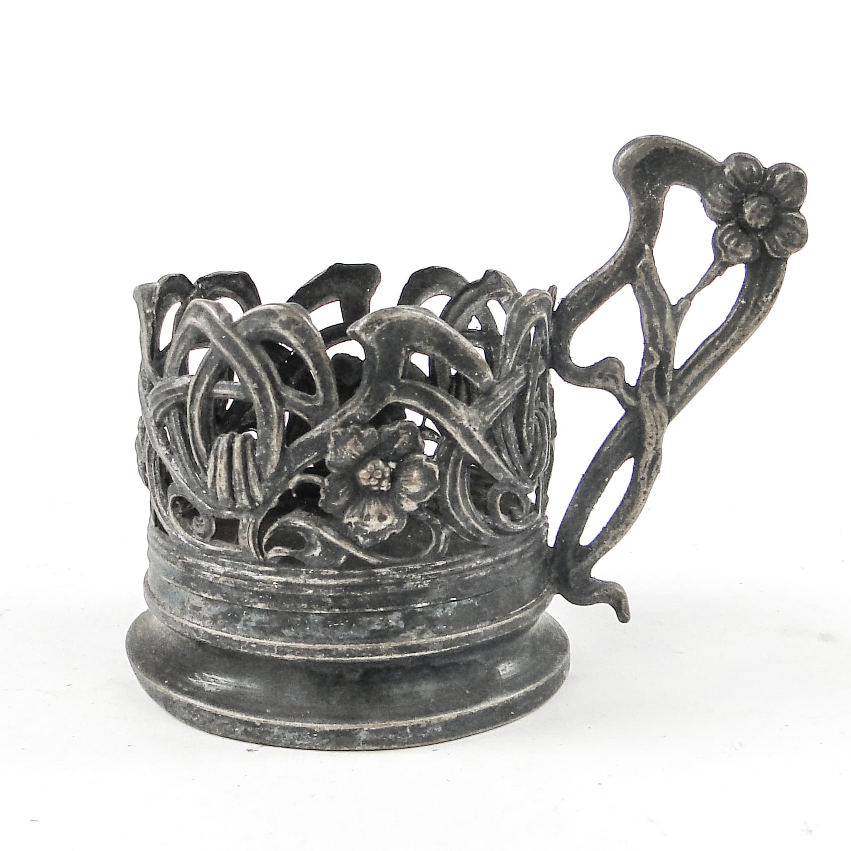 Tea glass holder, Art Nouveau, silver-plated brass, Poland, early 20th c. - 111369