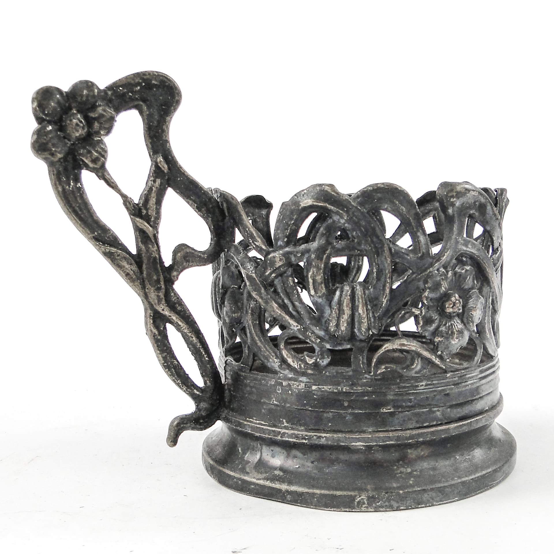 Tea glass holder, Art Nouveau, silver-plated brass, Poland, early 20th c. - 111370
