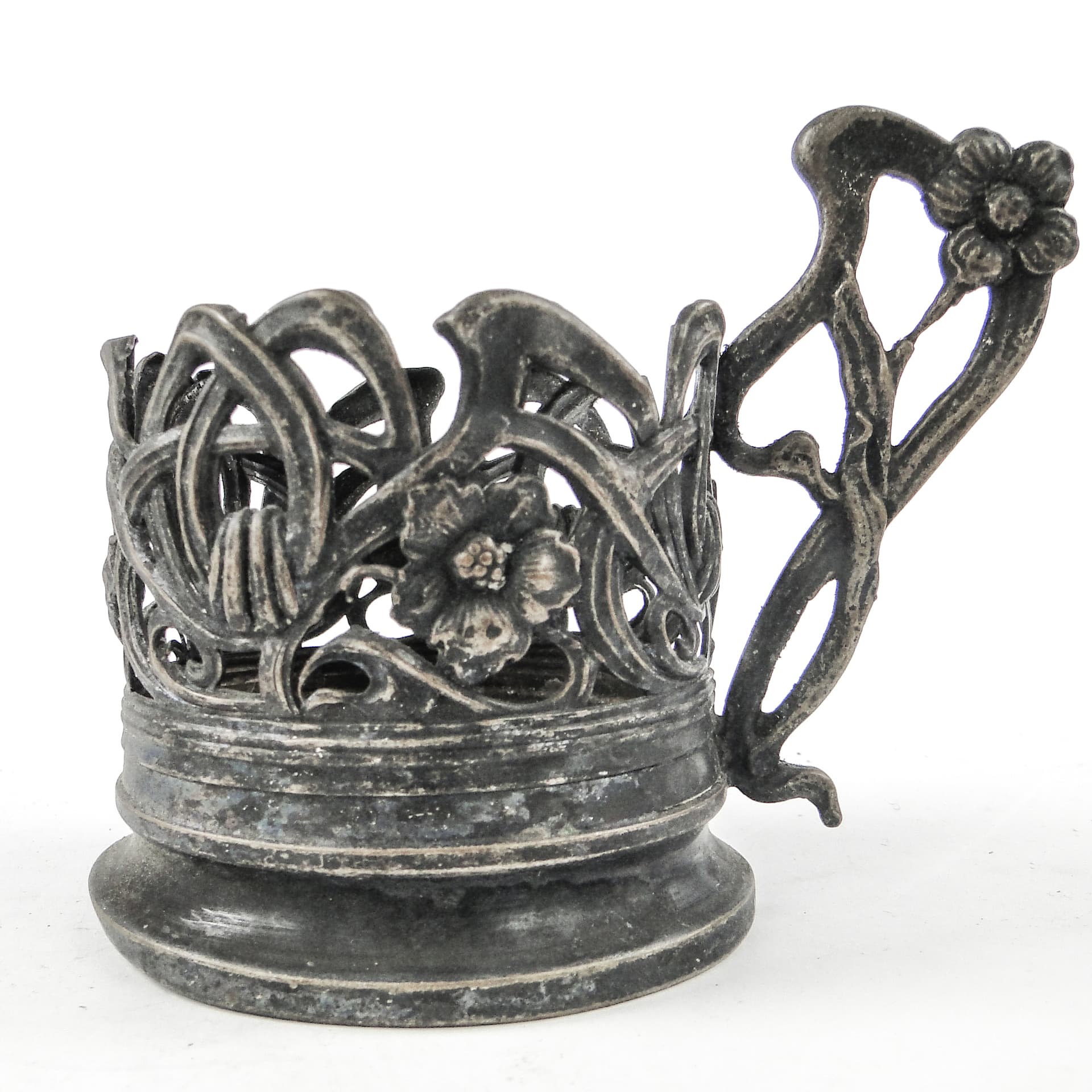 Tea glass holder, Art Nouveau, silver-plated brass, Poland, early 20th c. - 111371