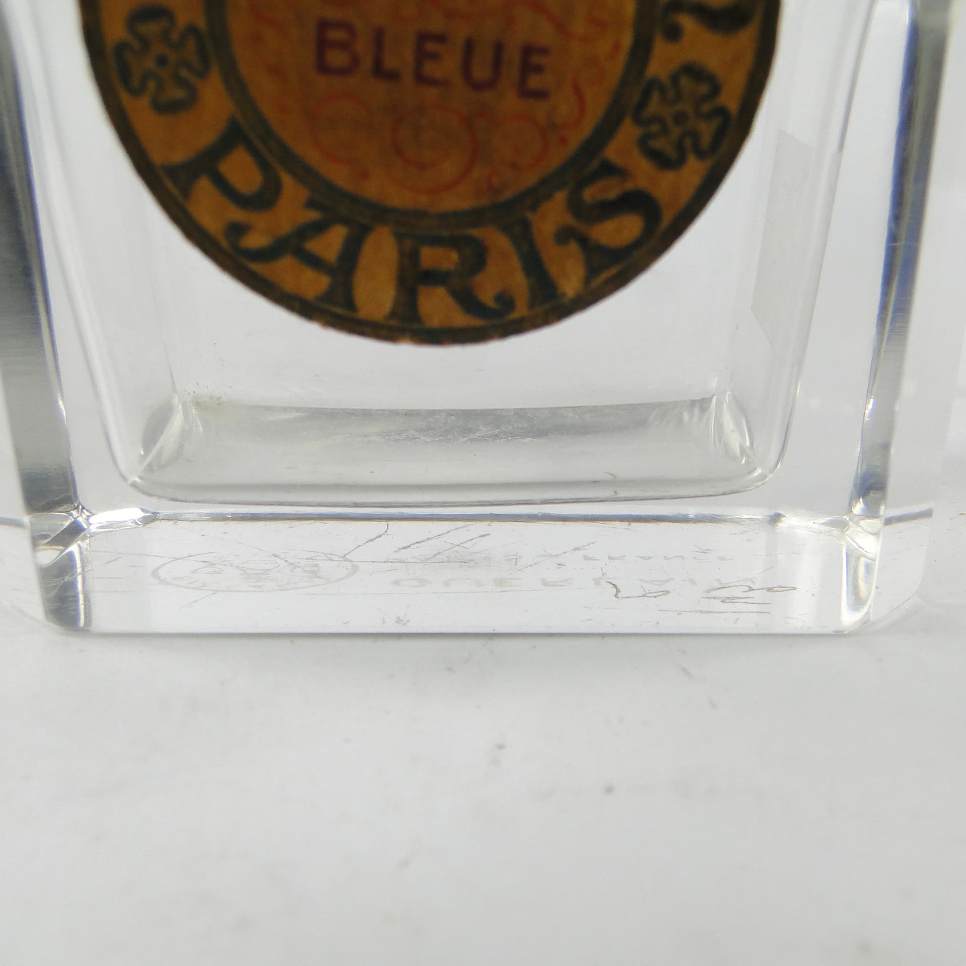 Art Nouveau perfume bottle, pressed glass, France, 1950s. - 111399