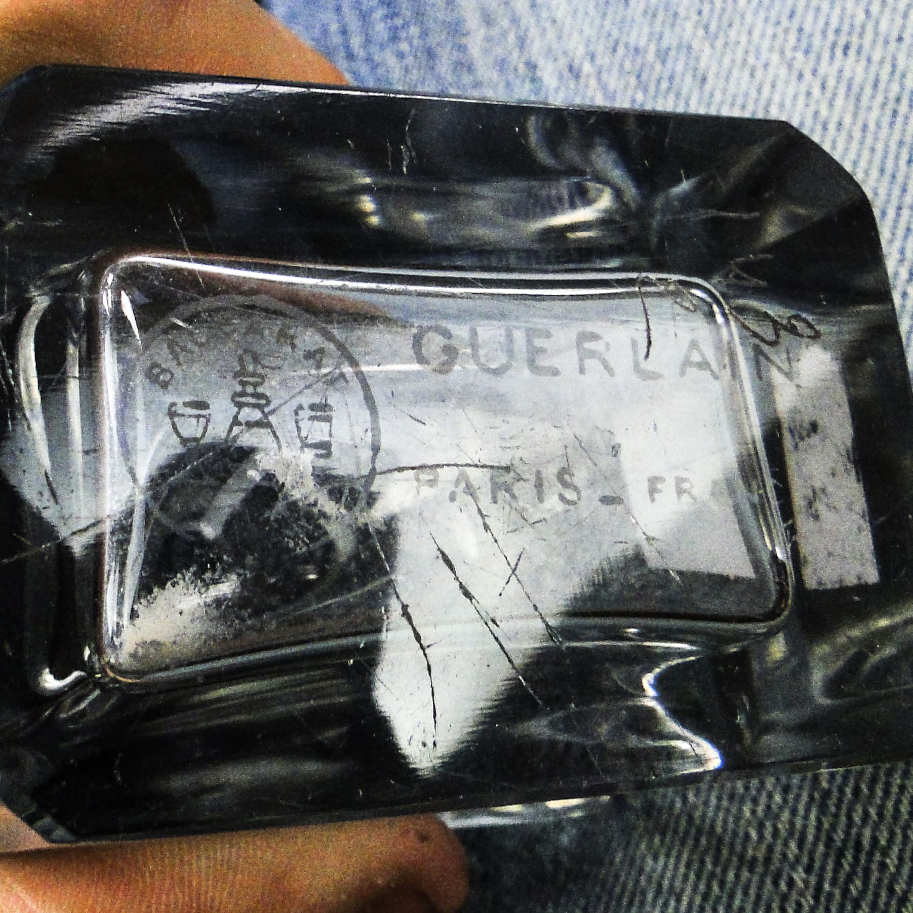 Art Nouveau perfume bottle, pressed glass, France, 1950s. - 111400