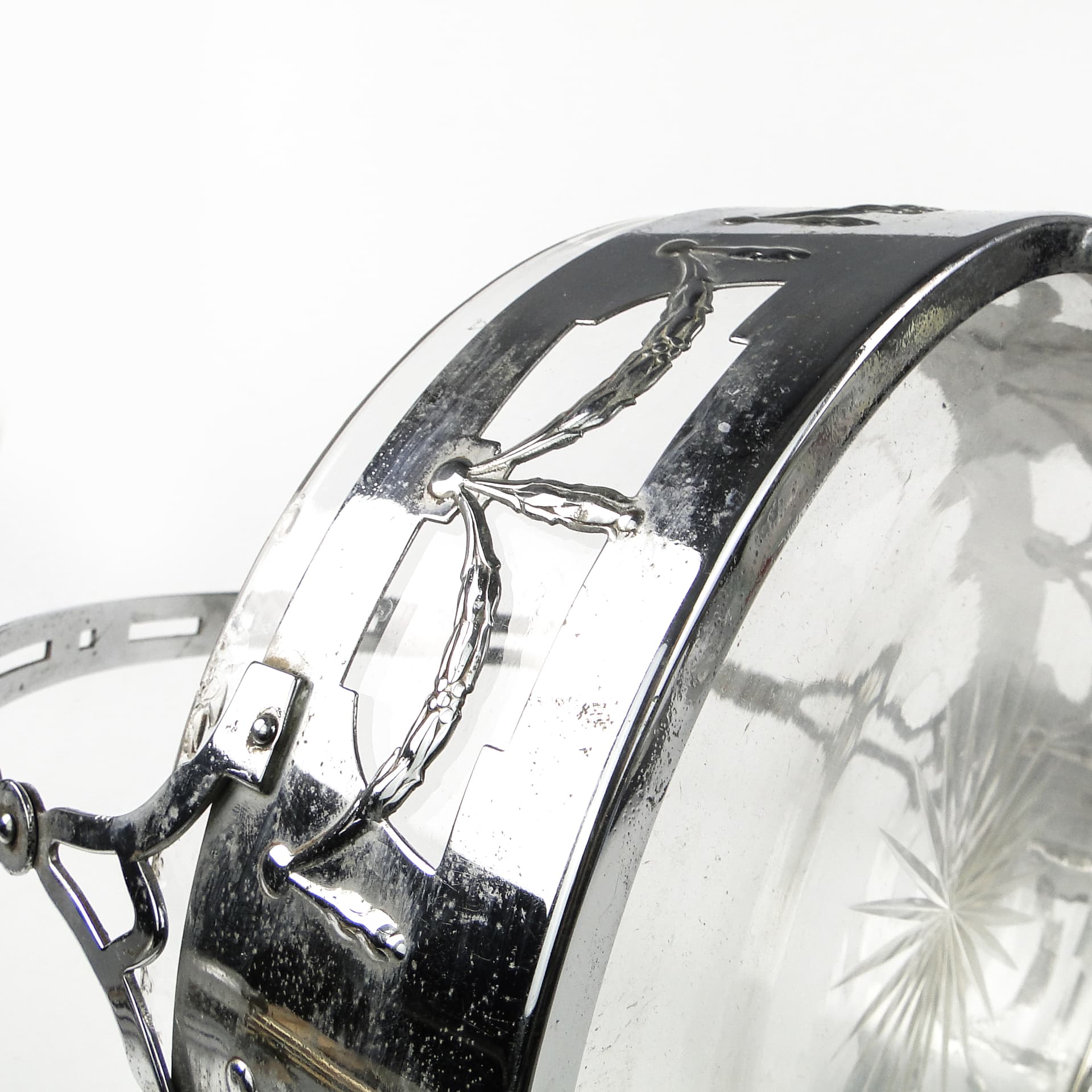 Art Nouveau fruit basket, chrome-plated brass, glass, Germany, early 20th c. - 111453