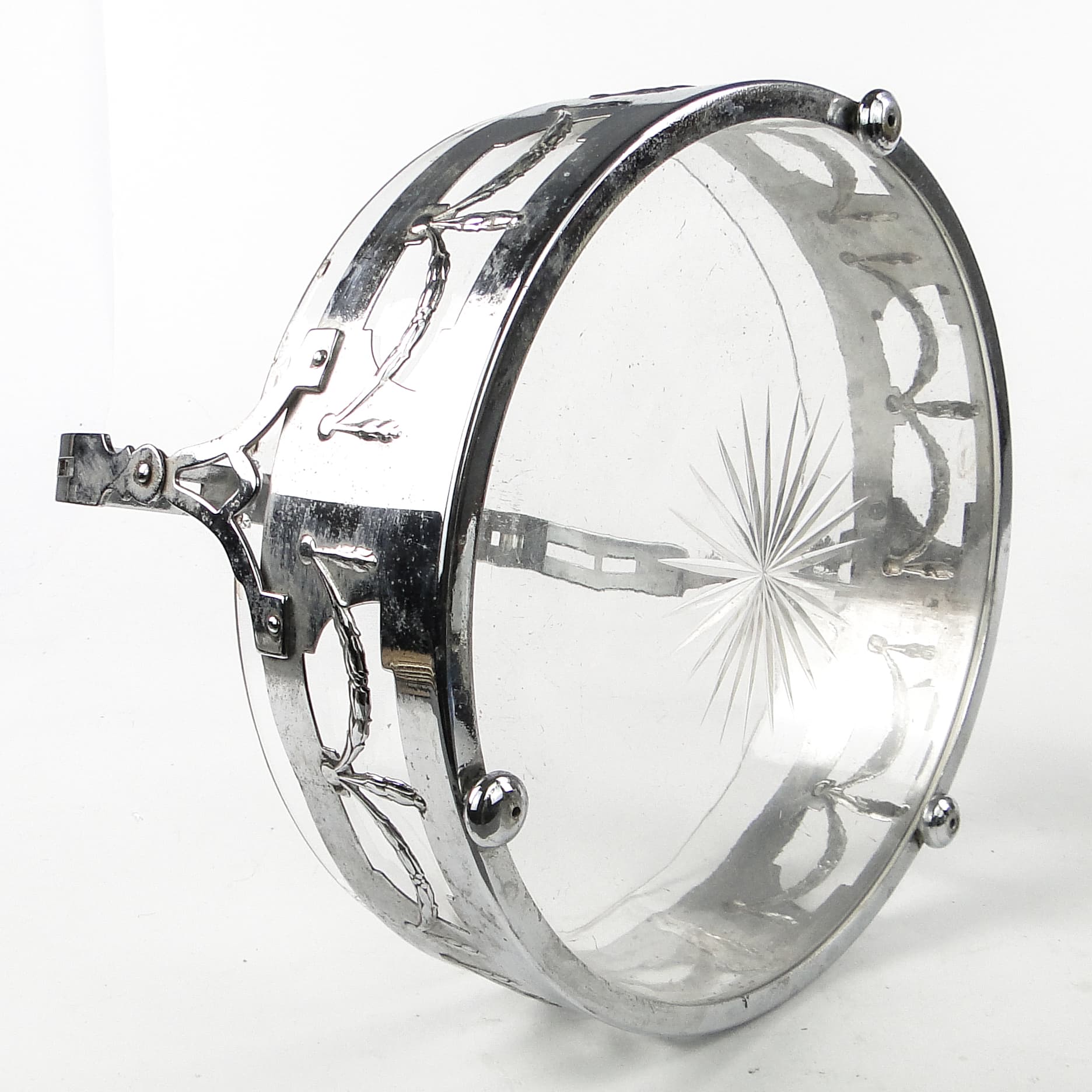 Art Nouveau fruit basket, chrome-plated brass, glass, Germany, early 20th c. - 111447