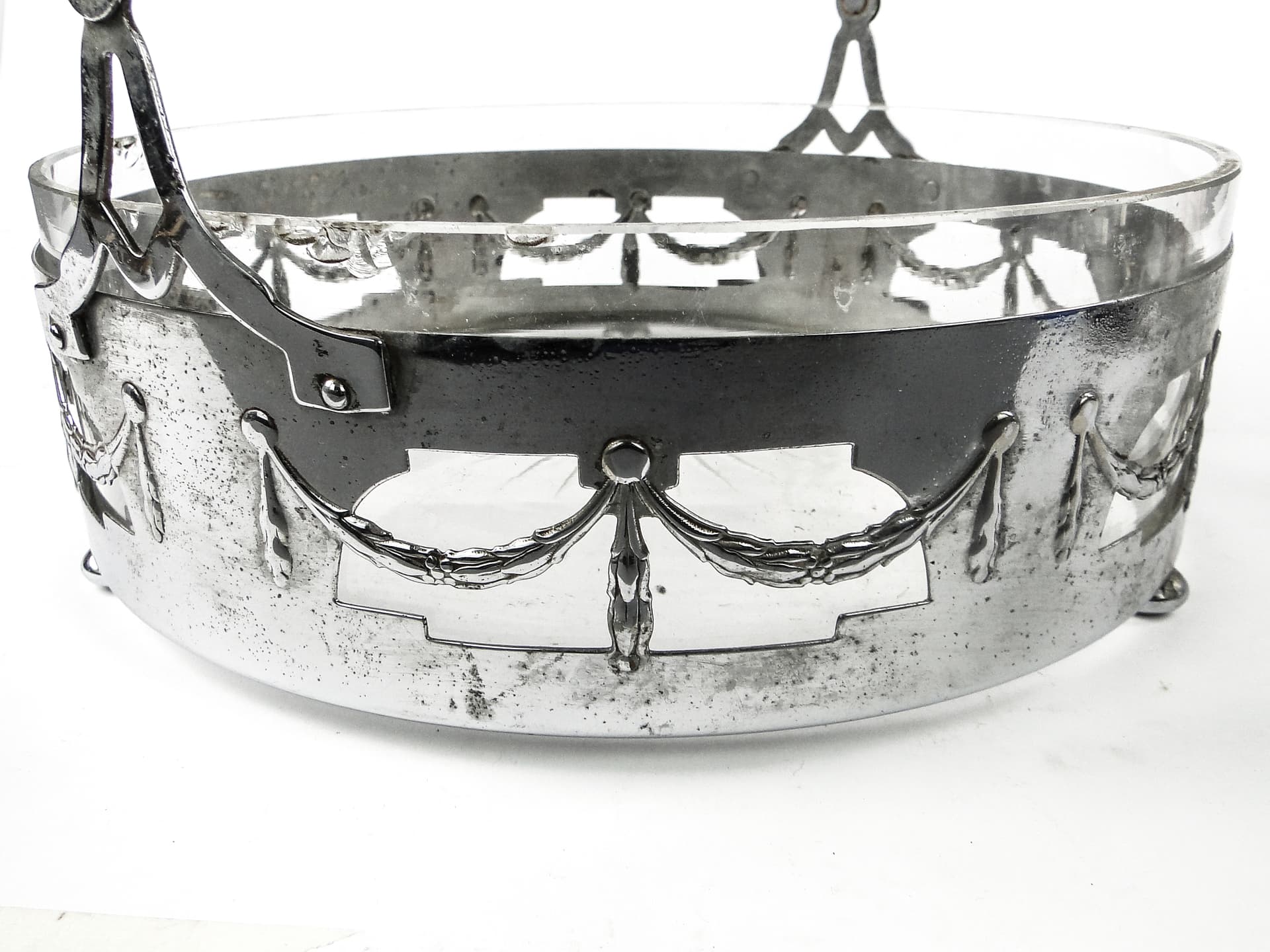 Art Nouveau fruit basket, chrome-plated brass, glass, Germany, early 20th c. - 111451