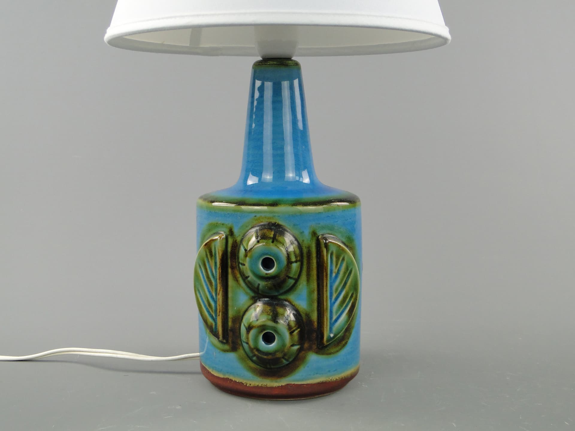 Lampa stołowa, ceramika turkusowa, Dania, lata 60. - 8022