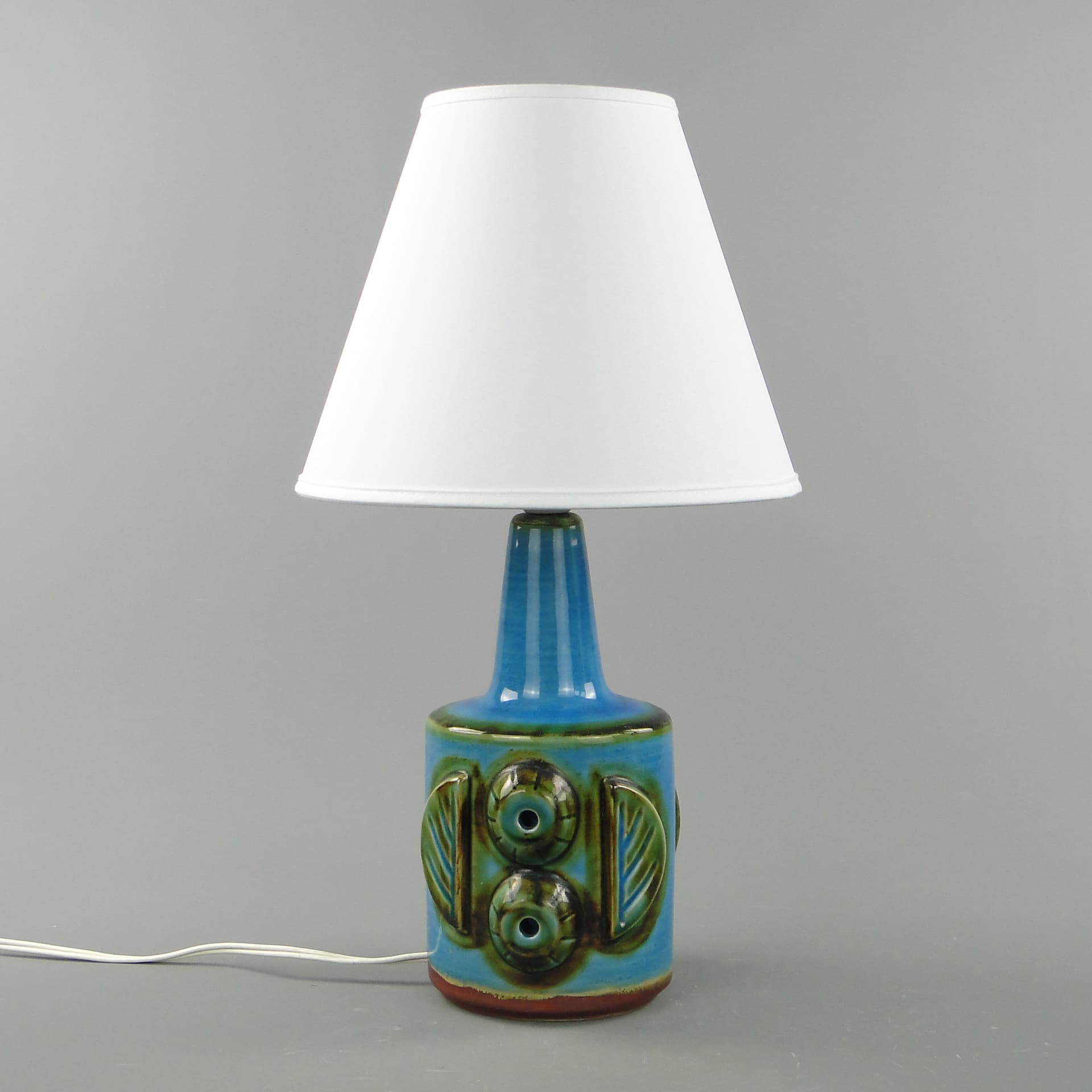 Lampa stołowa, ceramika turkusowa, Dania, lata 60. - 8018