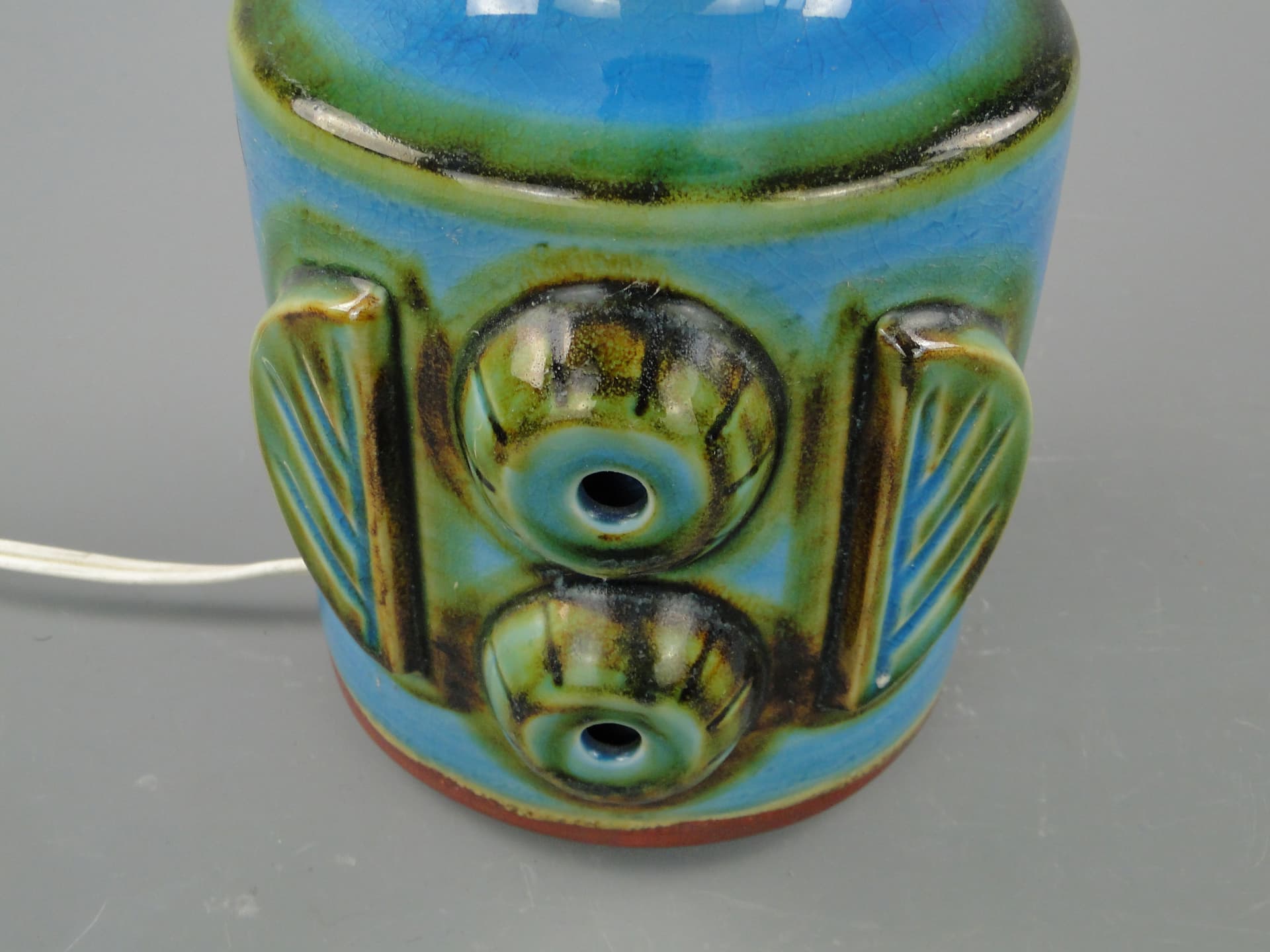 Lampa stołowa, ceramika turkusowa, Dania, lata 60. - 8025