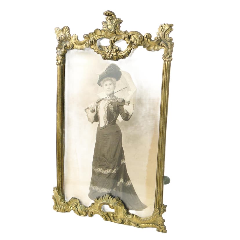 Rococo picture frame, gilt pewter, gilt brass, France, 19th c.