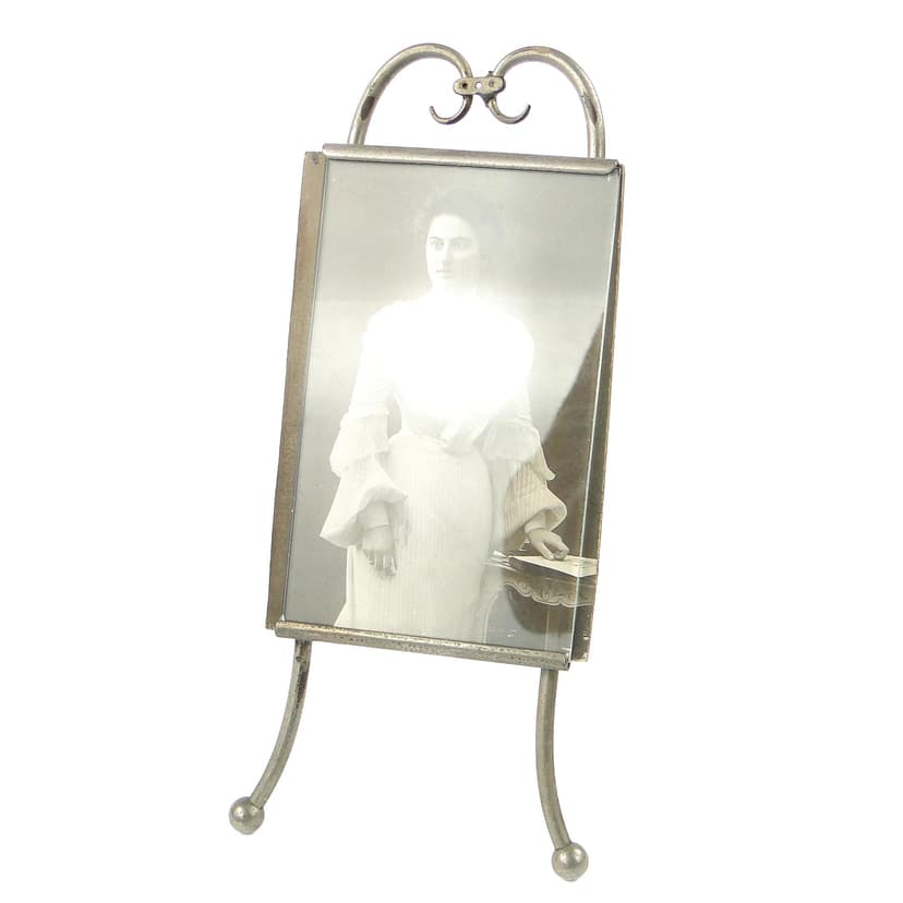 Art Deco photo frame, nickel-plated brass, France, 1930s.