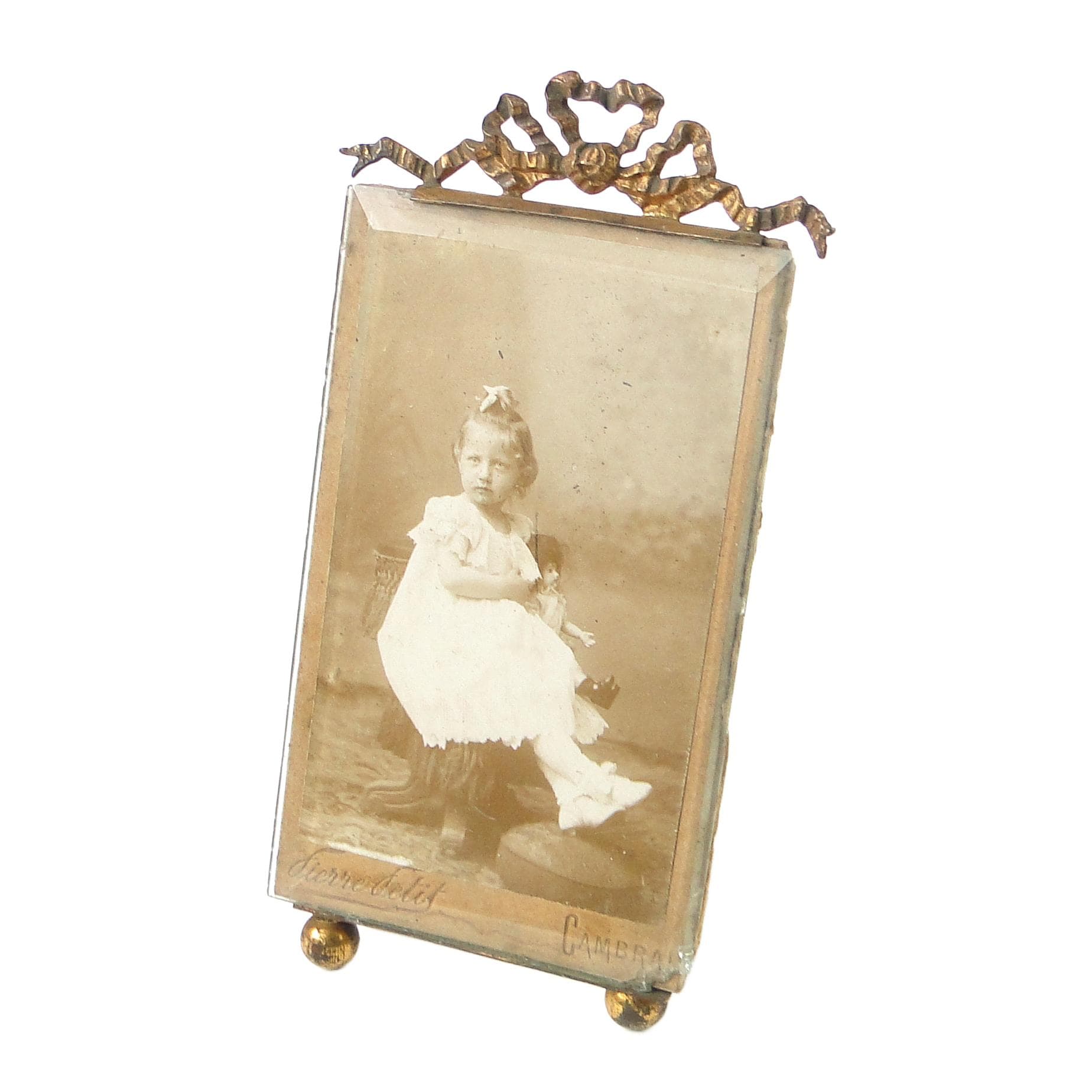 Empire Picture Frame, gilt metal, faceted glass, Austria, 19th c.