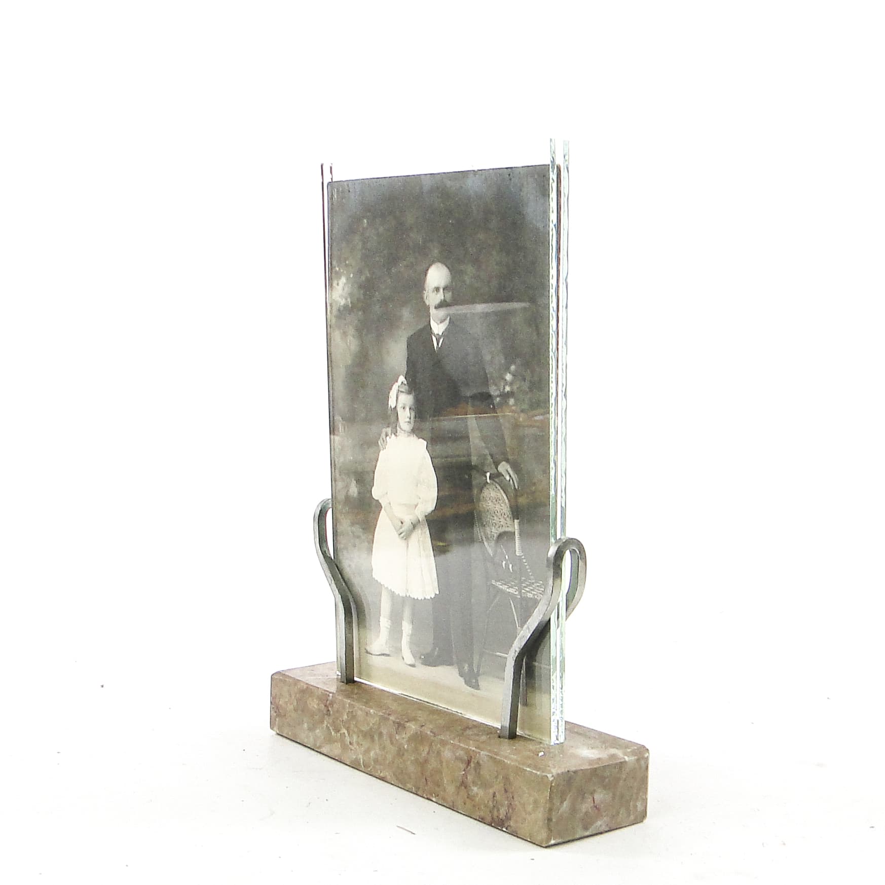 Art Deco photo frame, chromed brass marble, Germany, 1930s. - 111617