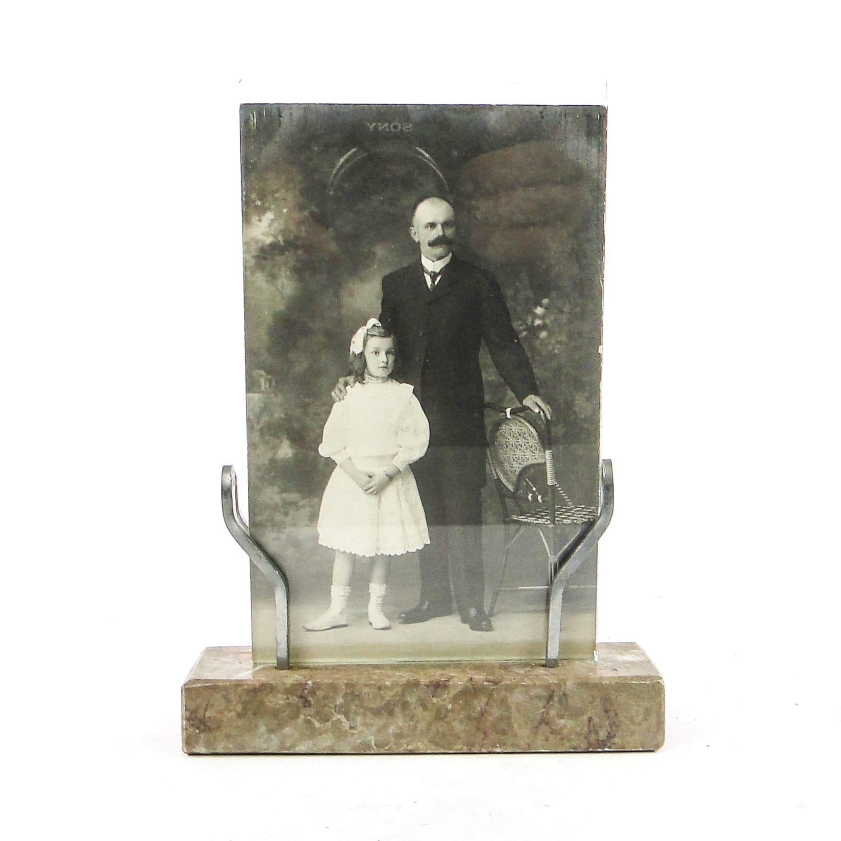 Art Deco photo frame, chromed brass marble, Germany, 1930s. - 111620