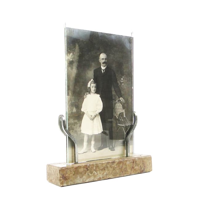 Art Deco photo frame, chromed brass marble, Germany, 1930s. - DIMENSION