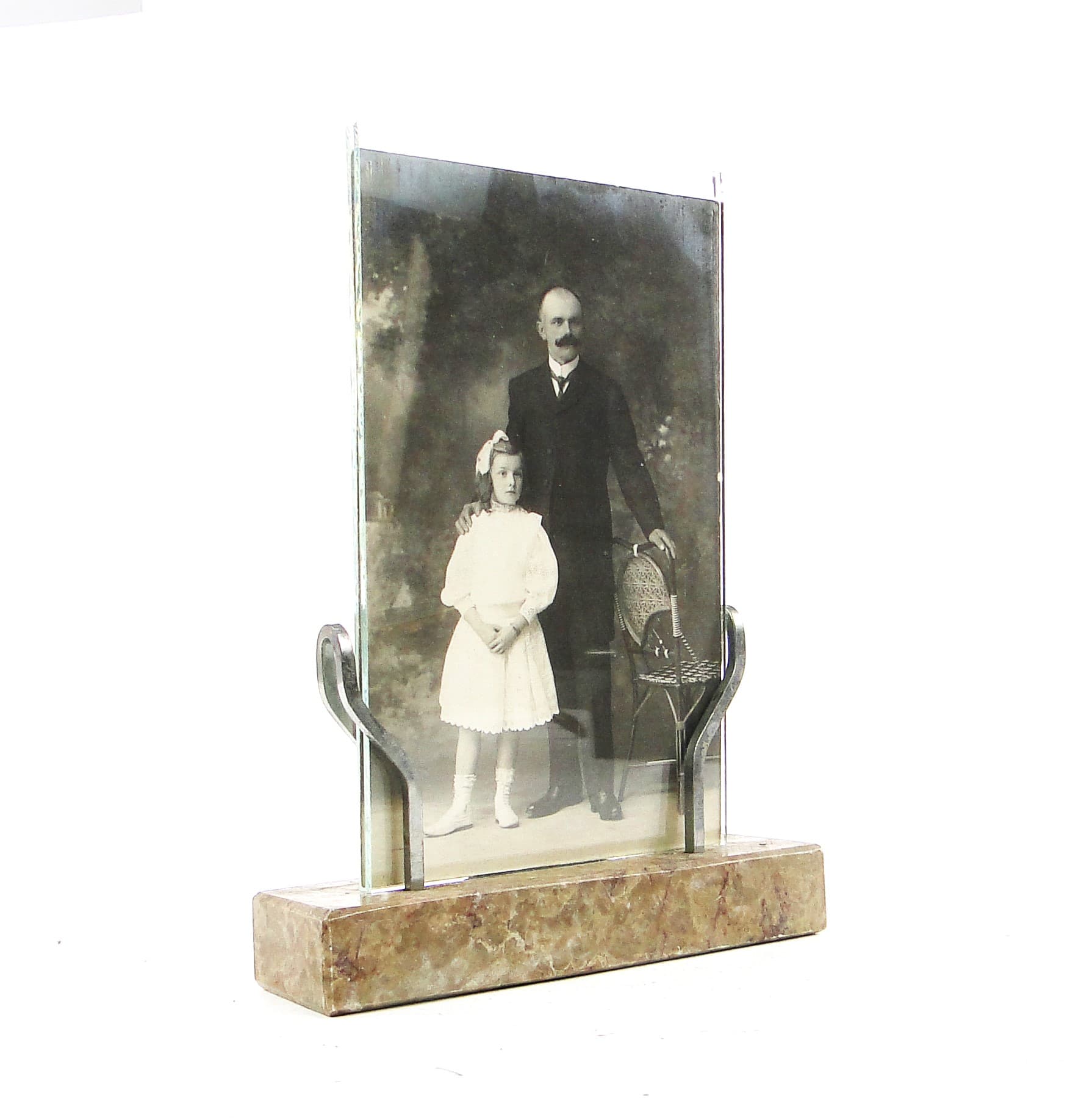 Art Deco photo frame, chromed brass marble, Germany, 1930s. - 111616