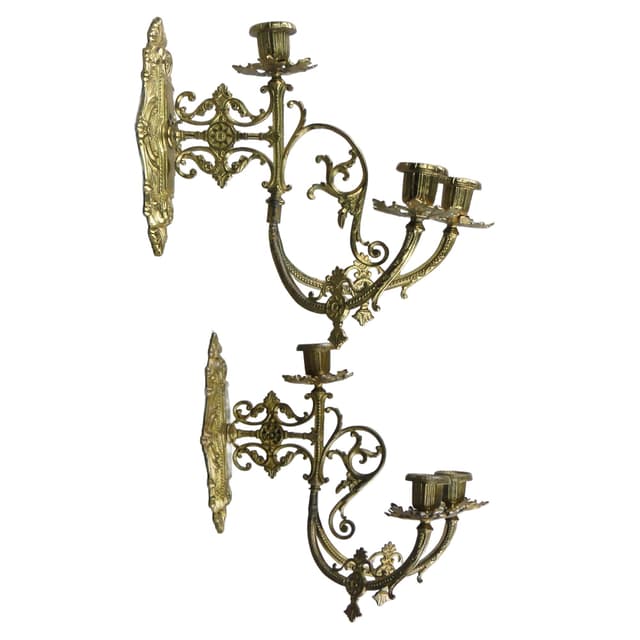 Para kinkietów, złoty, mosiądz, Francja, początek XX w. - WYMIARY