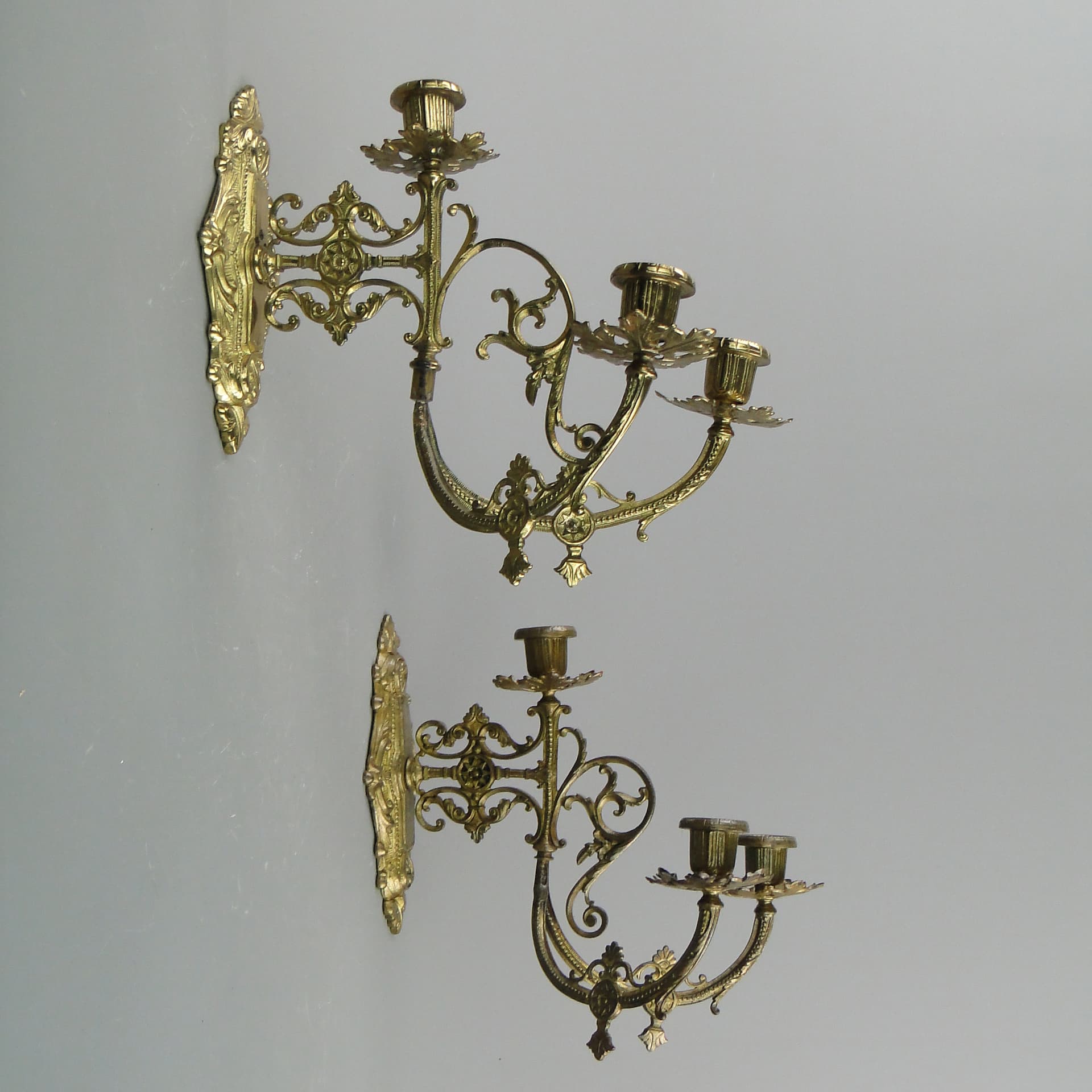 Para kinkietów, złoty, mosiądz, Francja, początek XX w. - 8069