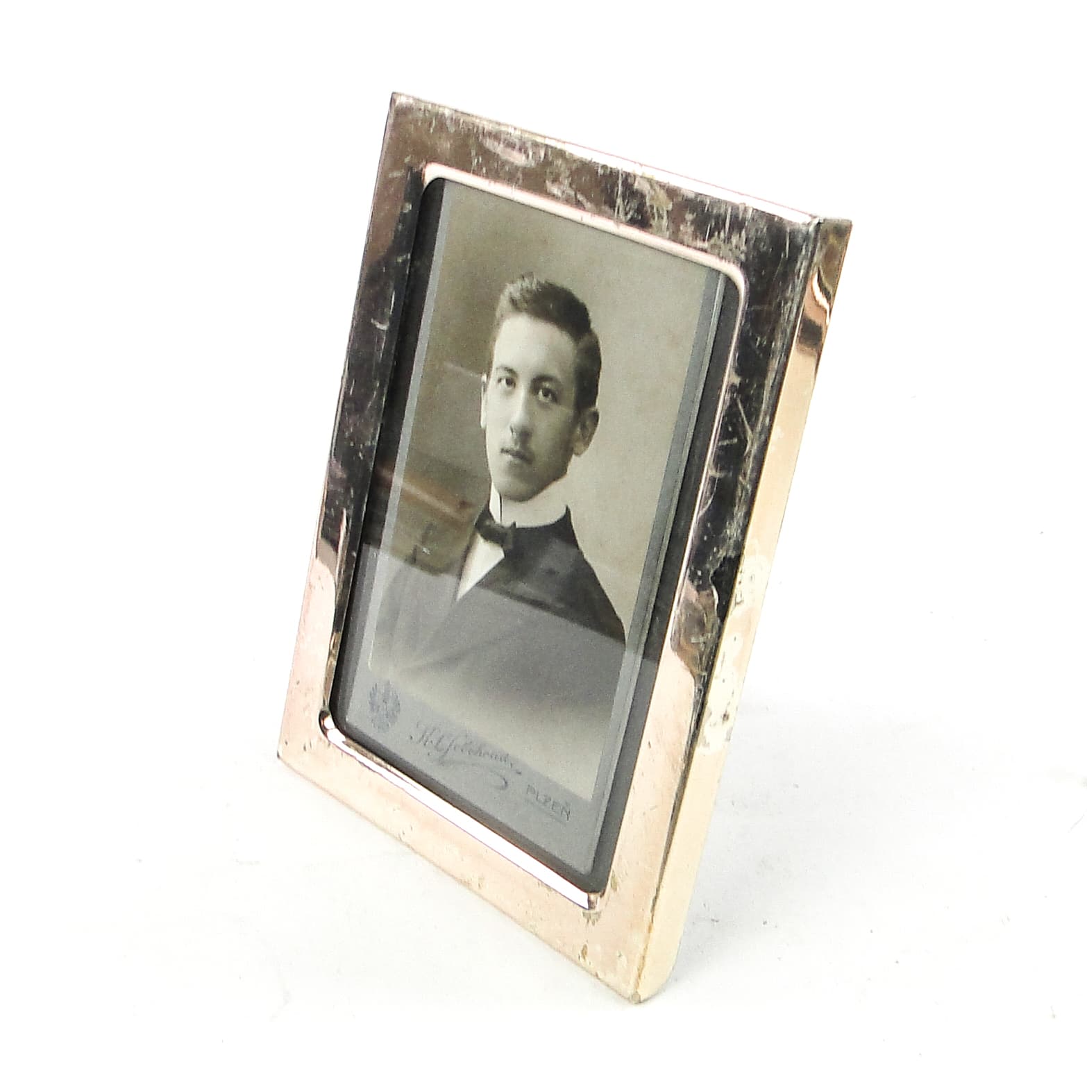 Art Deco photo frame, silver-toned metal, Belgium, 1950s. - 111716